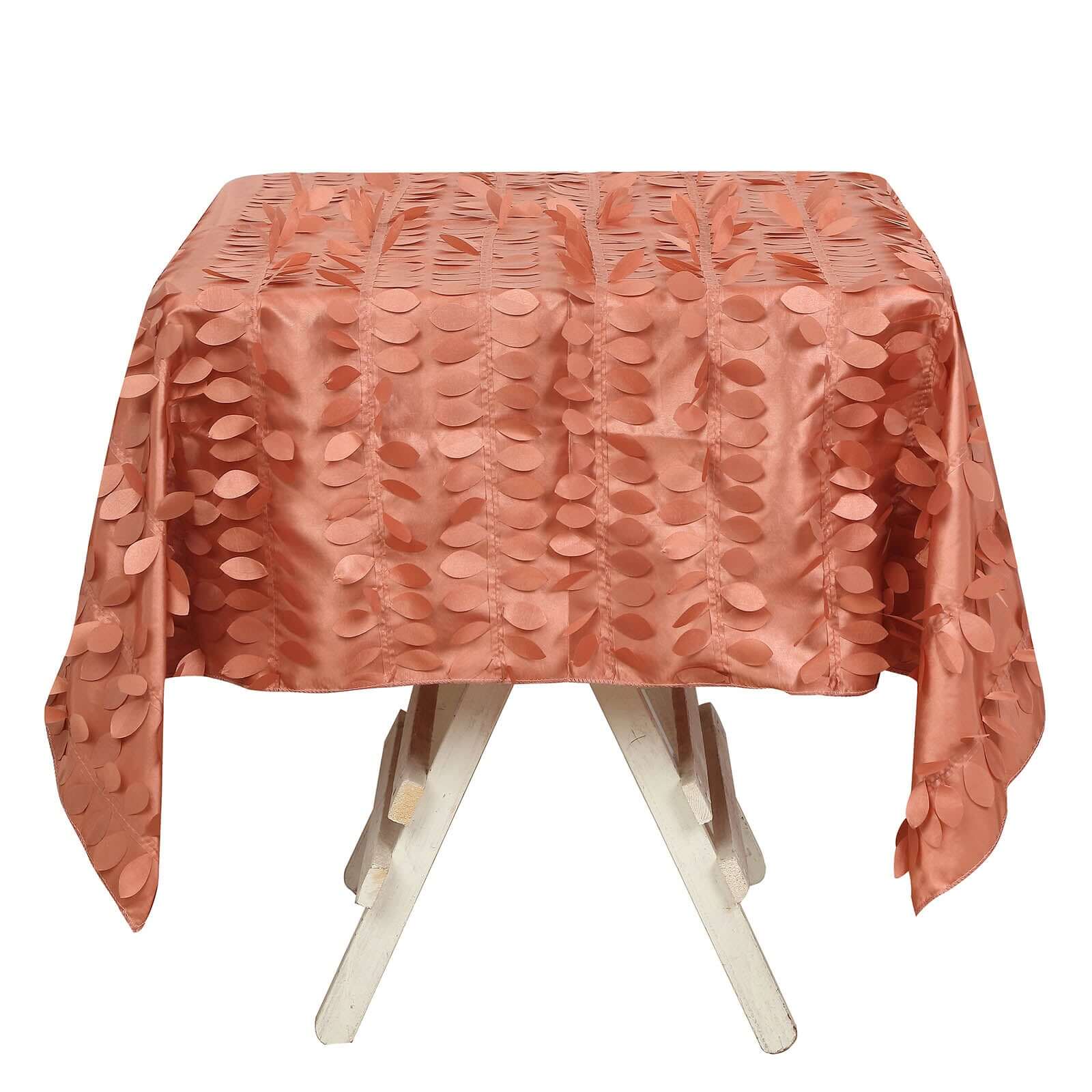 Taffeta 54x54 Square Tablecloth Terracotta (Rust) 3D Leaf Petal Table Cover