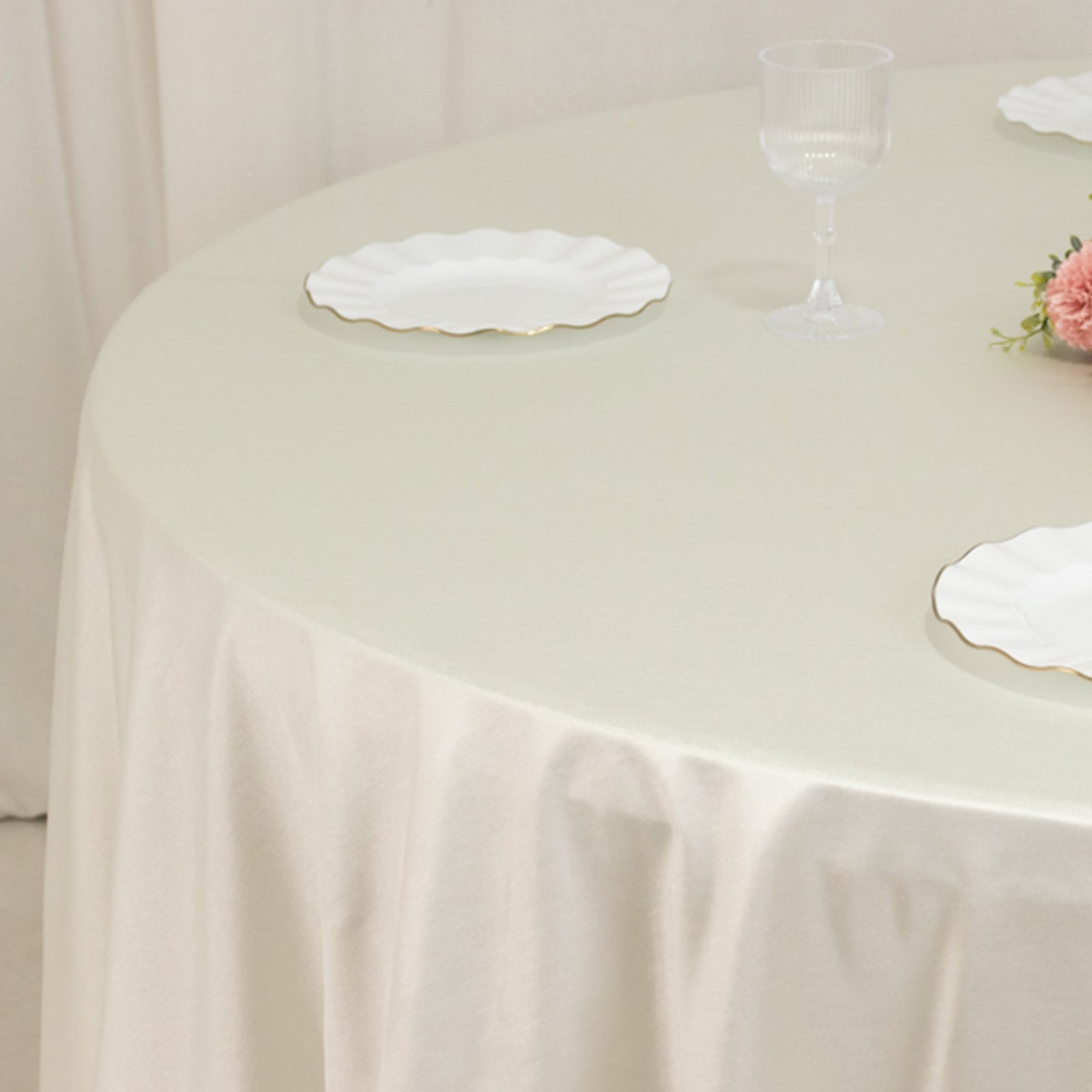 Premium Scuba Round 120 Tablecloth Shimmering Pearl - Wrinkle Free, Stain Resistant & Seamless Table Cover