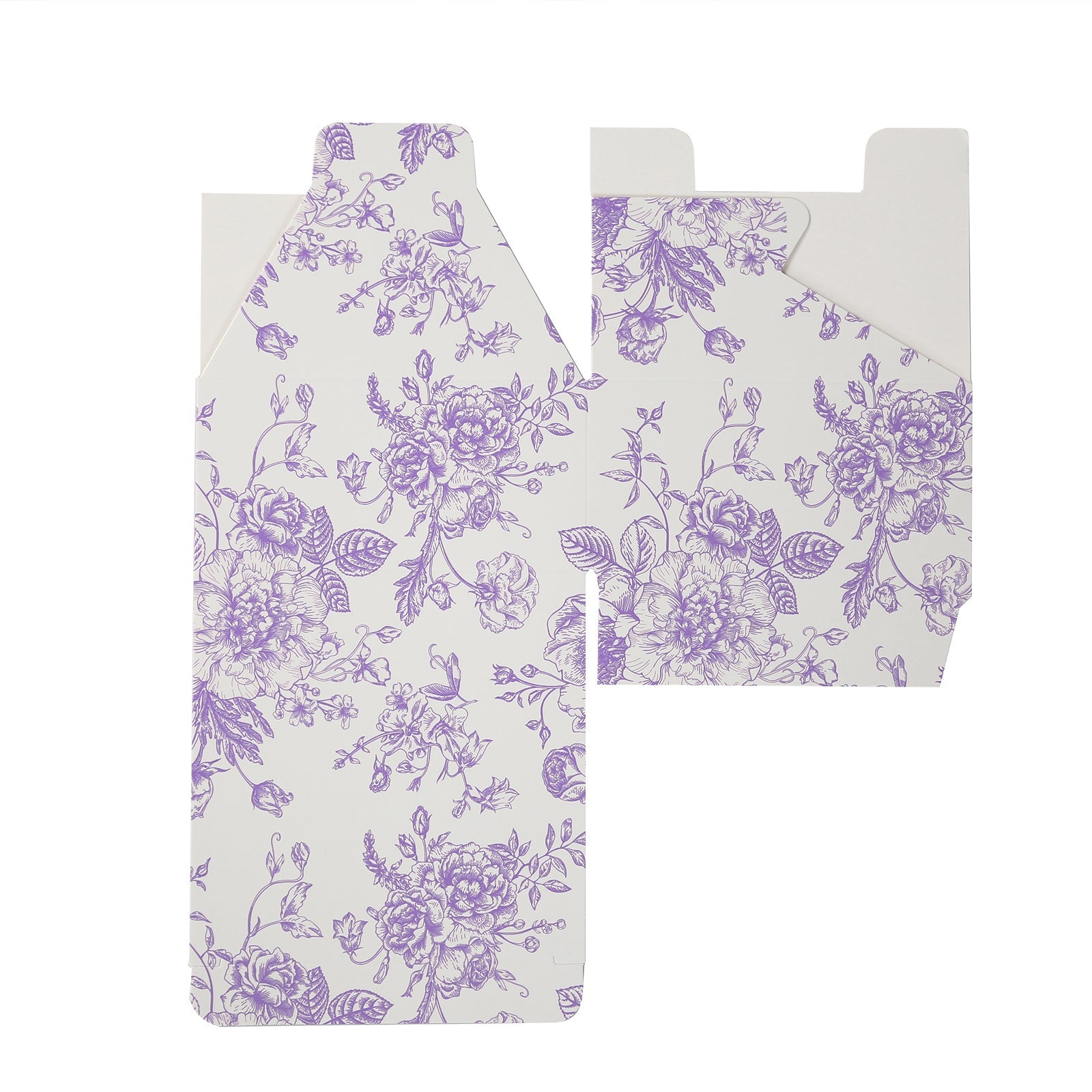 25 Pack Party Favors Boxes in French Toile Pattern, Matte Lavender and White Candy Gift Boxes - Cardstock Paper - 4x4x2