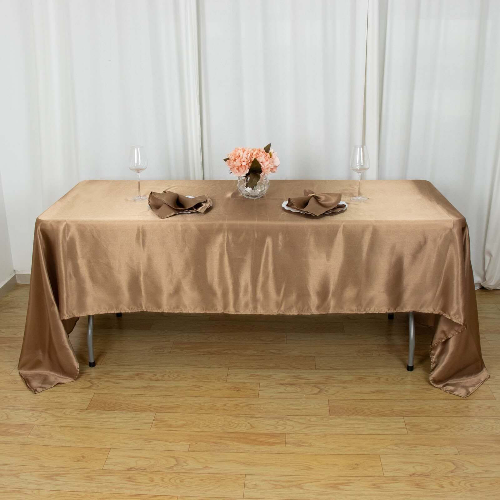 Satin Rectangular 60x126 Tablecloth Taupe - Smooth and Lustrous Table Cover