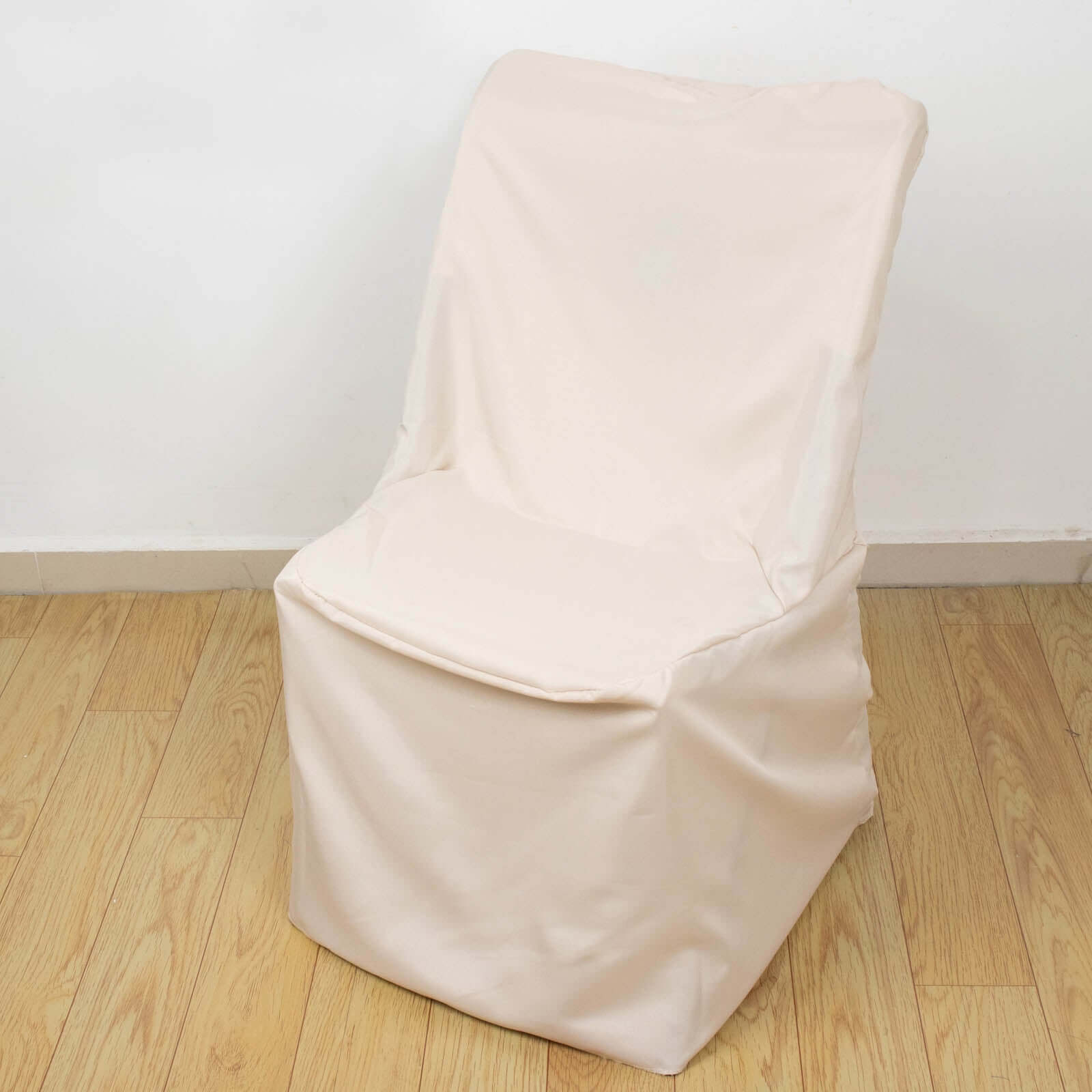 Polyester Chair Cover for Folding Lifetime Chairs Beige - Reusable Durable Slip-On Cover