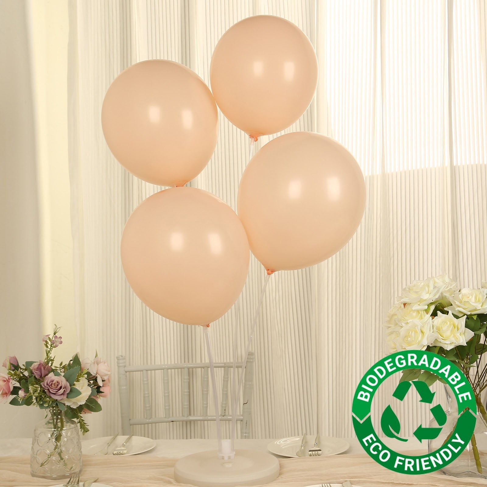 50 Pack Matte Pastel Blush Biodegradable Balloons 12, Round Eco-friendly Thick Latex Party Balloons