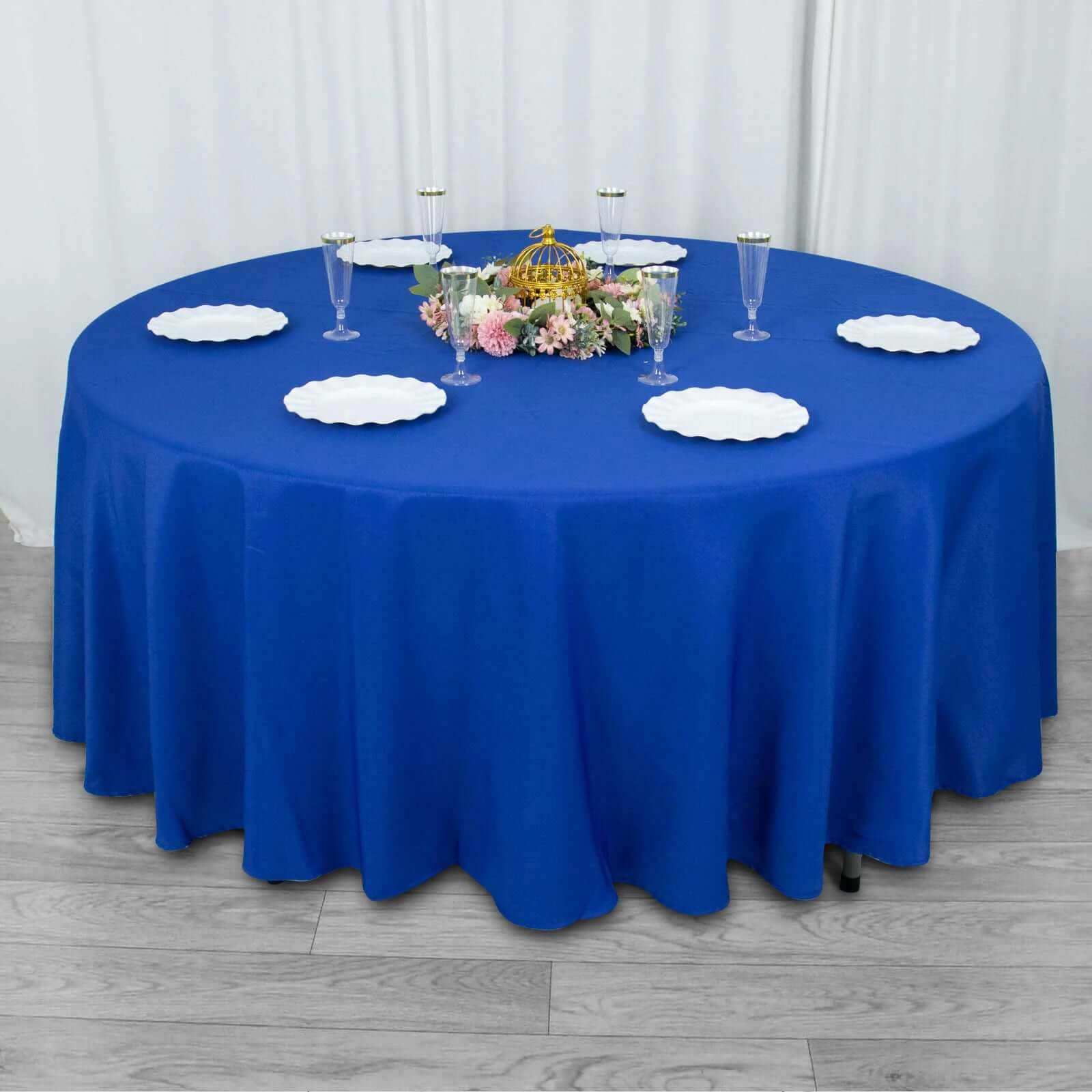 Premium Polyester 108 Round Tablecloth Royal Blue - Wrinkle-Resistant 220GSM Table Cover