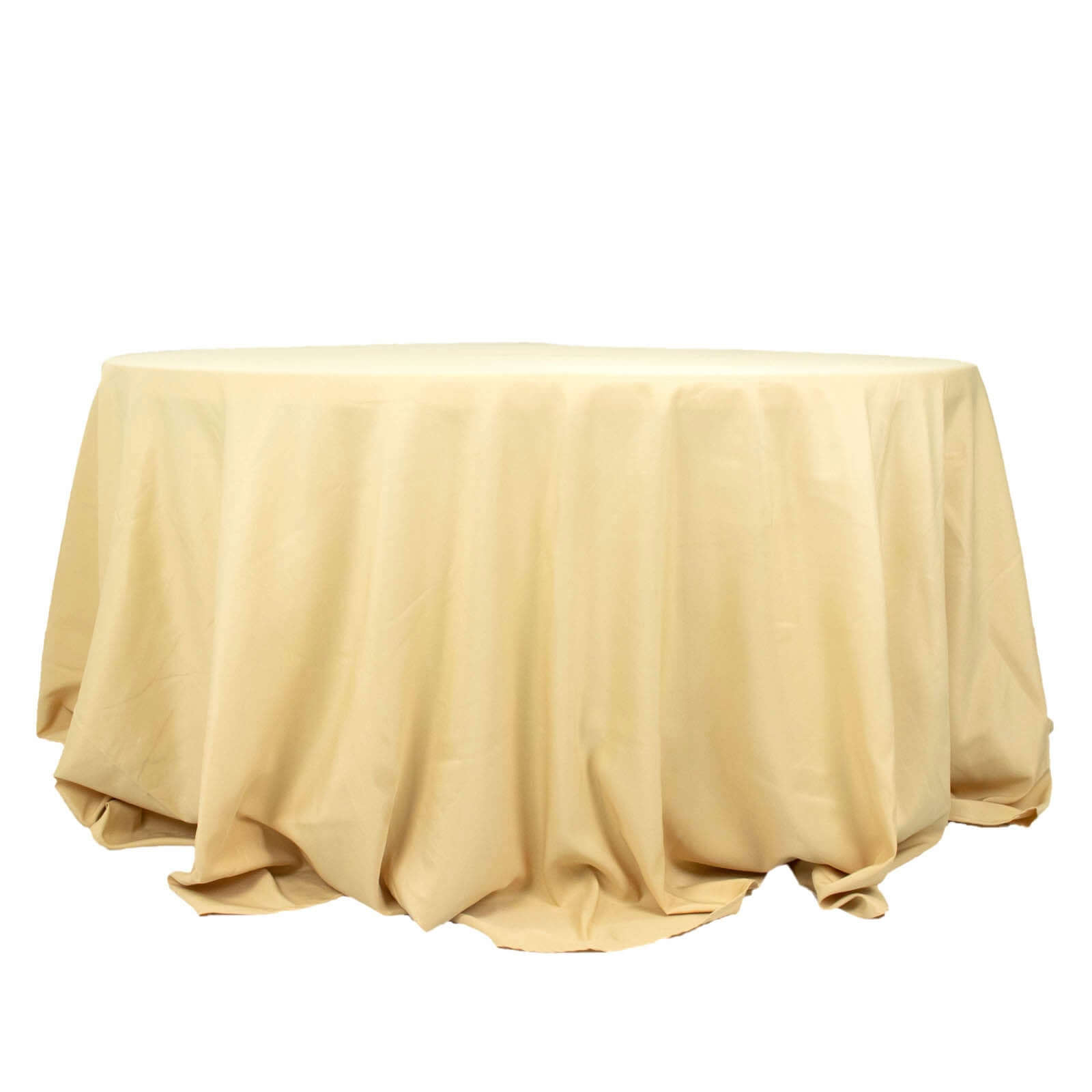 Premium Polyester 132 Round Tablecloth Champagne - Seamless 220GSM Wrinkle-Resistant Table Cover