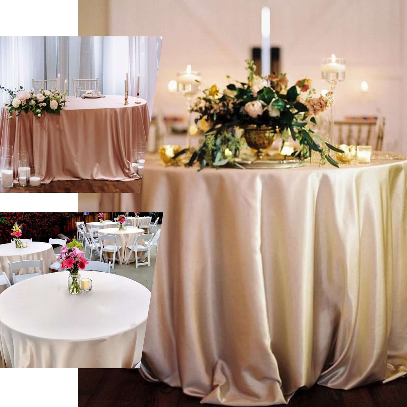 Satin 108 Round Tablecloth Taupe - Smooth and Lustrous Table Cover