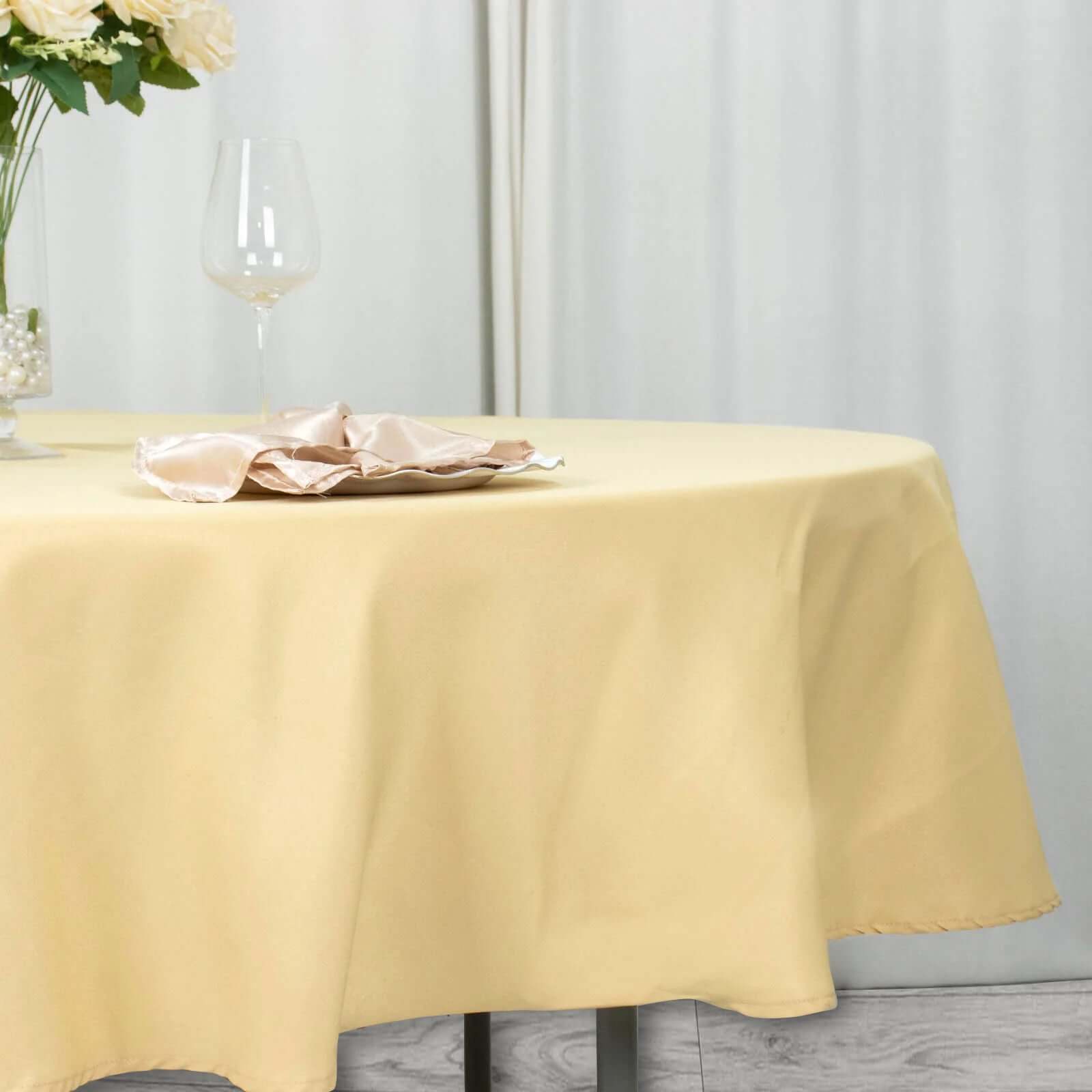 Premium Polyester 90 Round Tablecloth Champagne - Stain and Wrinkle-Resistant Design with 220GSM Thickness Table Cover