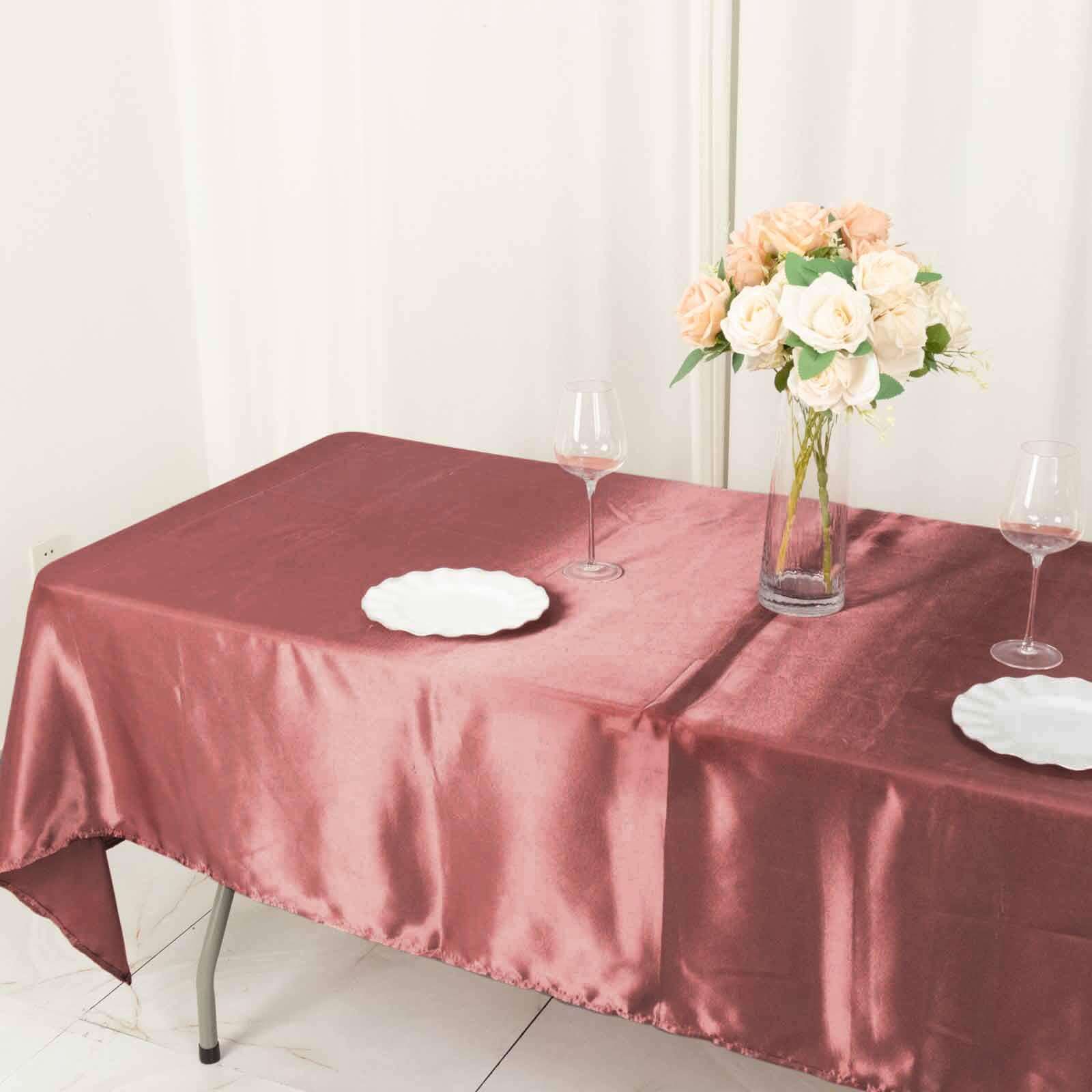 Satin Rectangular 60x102 Tablecloth Cinnamon Rose - Smooth and Lustrous Table Cover