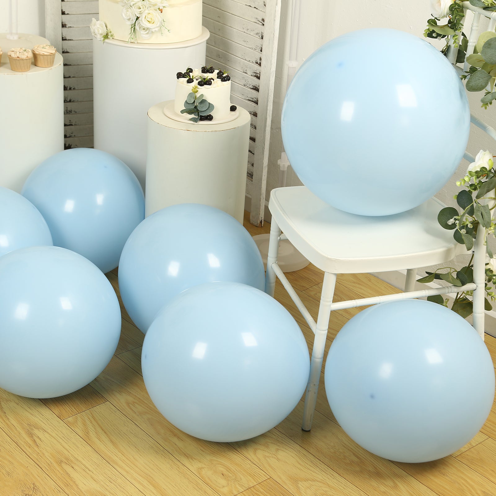 10 Pack Matte Pastel Ice Blue Biodegradable Balloons 18, Round Eco-friendly Thick Latex Party Balloons