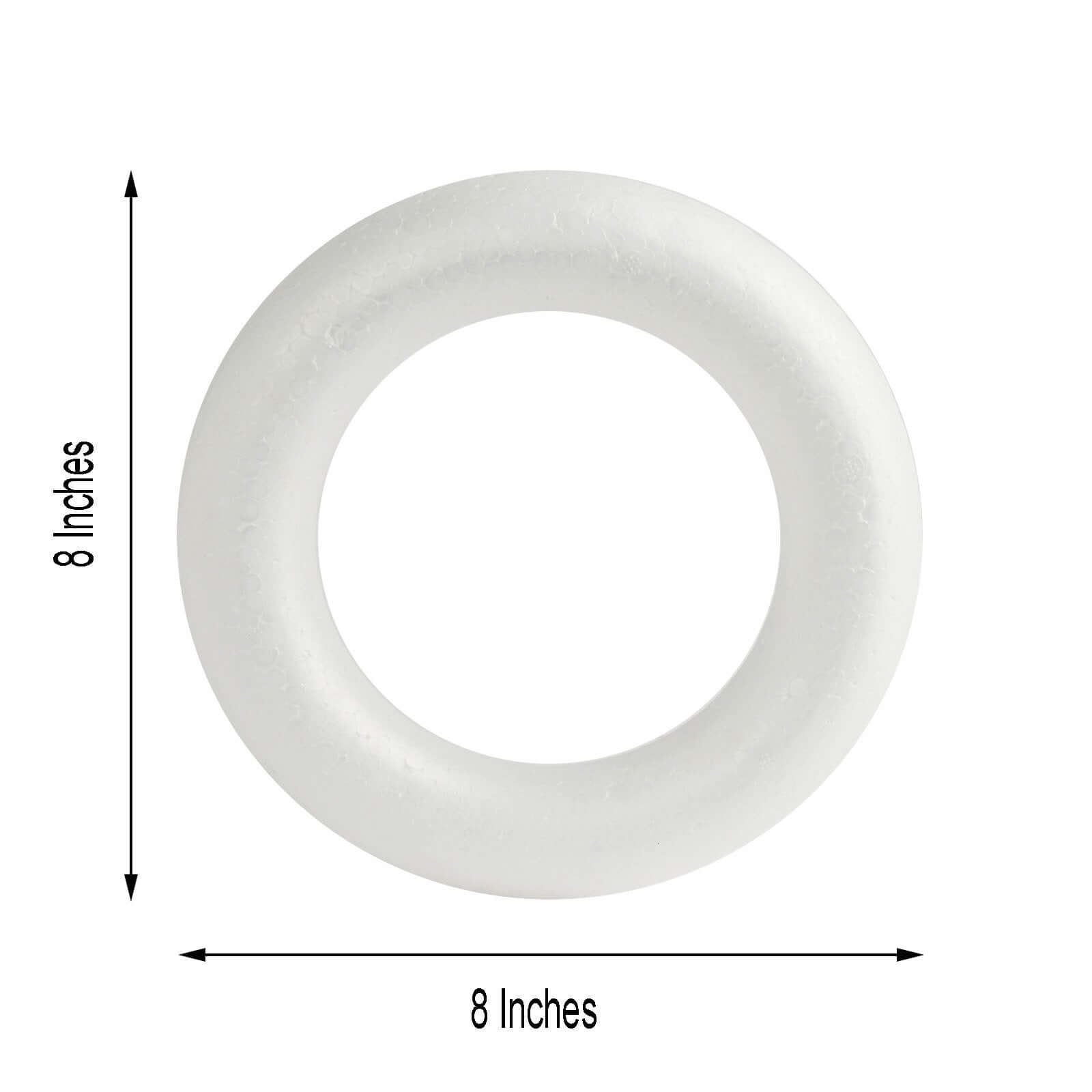 12 Pack 8 White Styrofoam Ring, Foam Circle Hoop For DIY Crafts