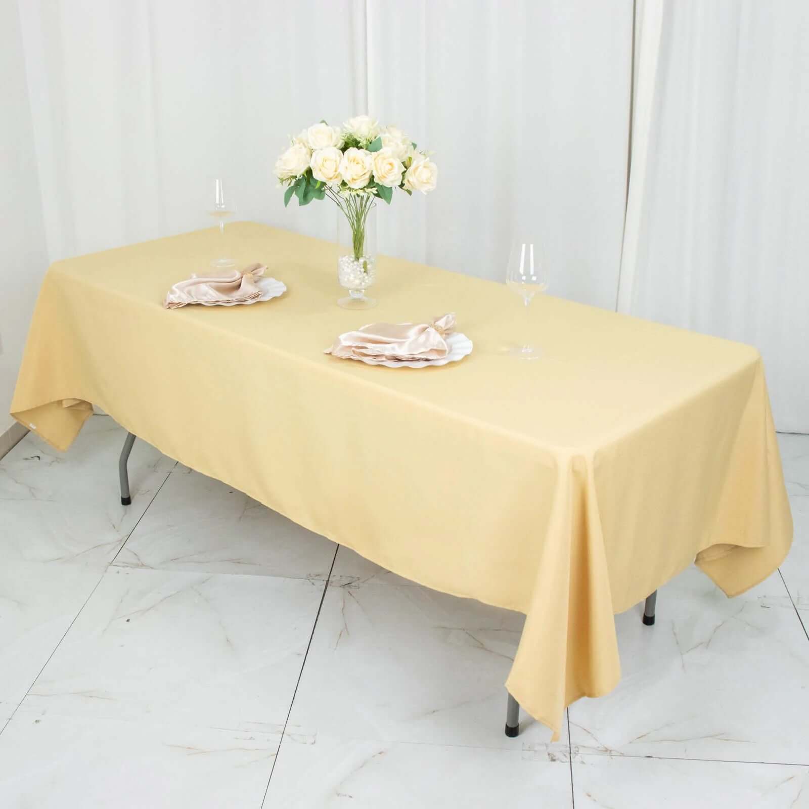 Premium Polyester 60x102 Rectangle Tablecloth Champagne - Durable 220GSM Wrinkle-Resistant Table Cover