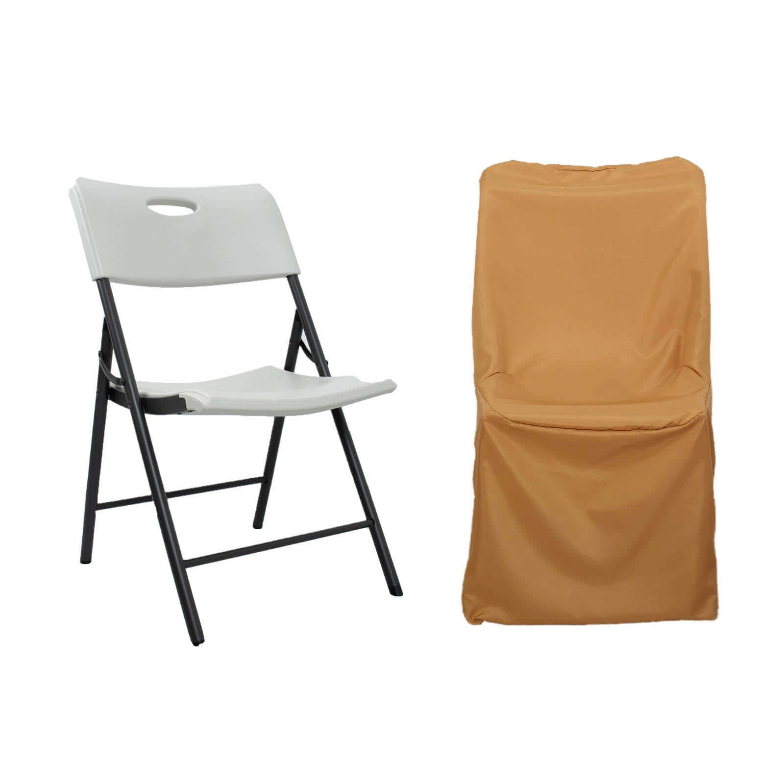 Polyester Chair Cover for Folding Lifetime Chairs Gold - Reusable Durable Slip-On Cover