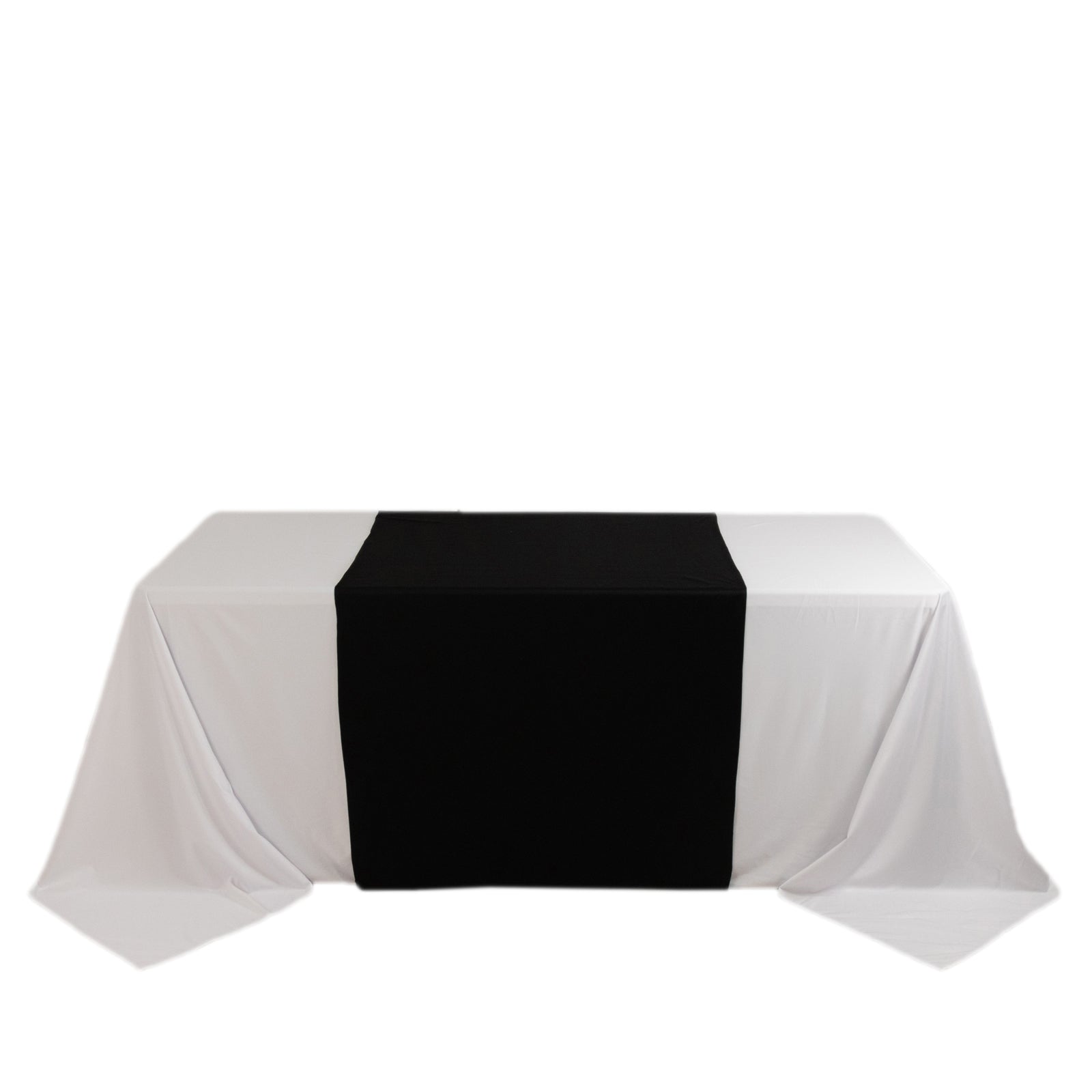 Wide Polyester 36x72 Table Runner Black - Durable Trade Show Table Linen