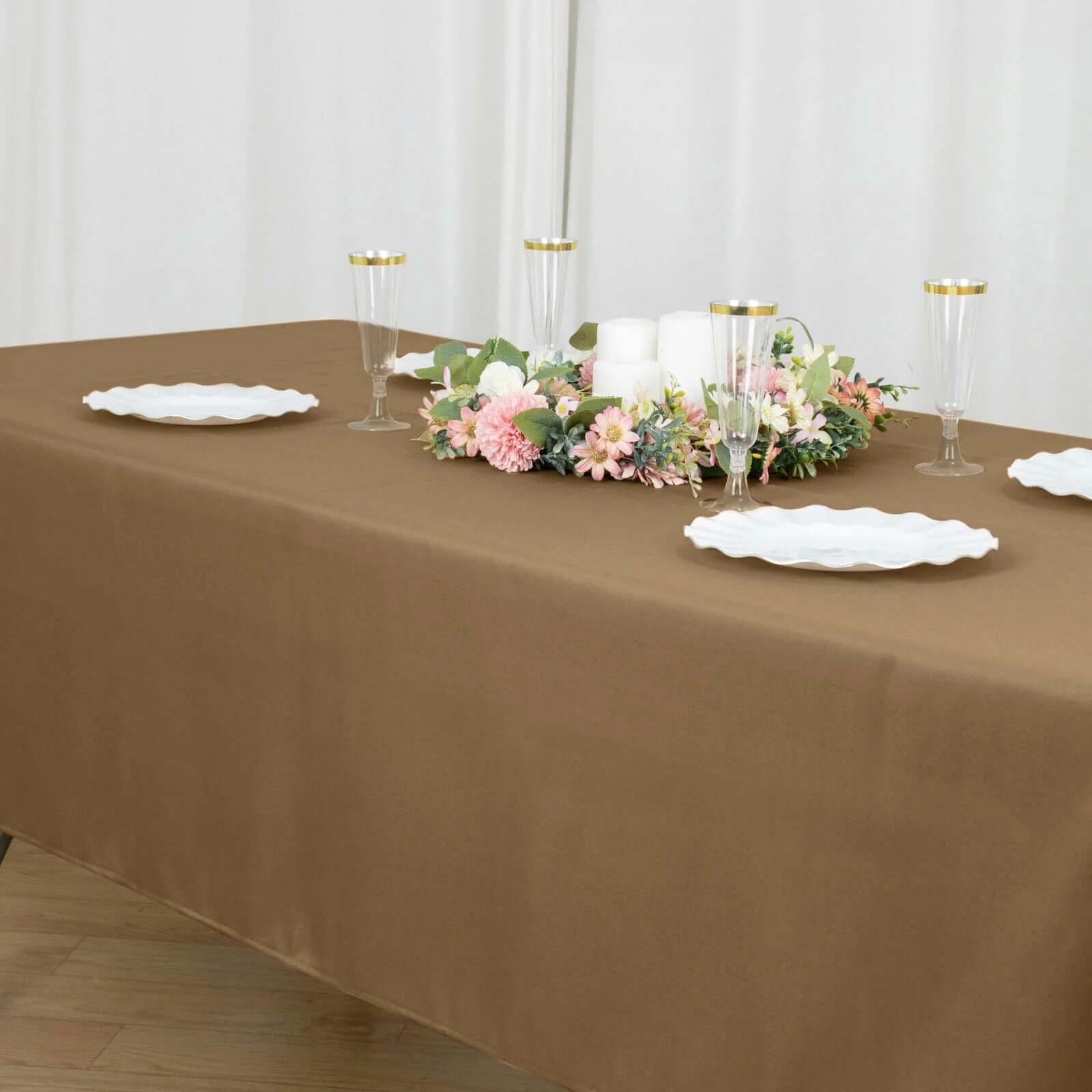 Polyester 60x102 Rectangle Tablecloth Taupe - Durable and Stylish Table Cover