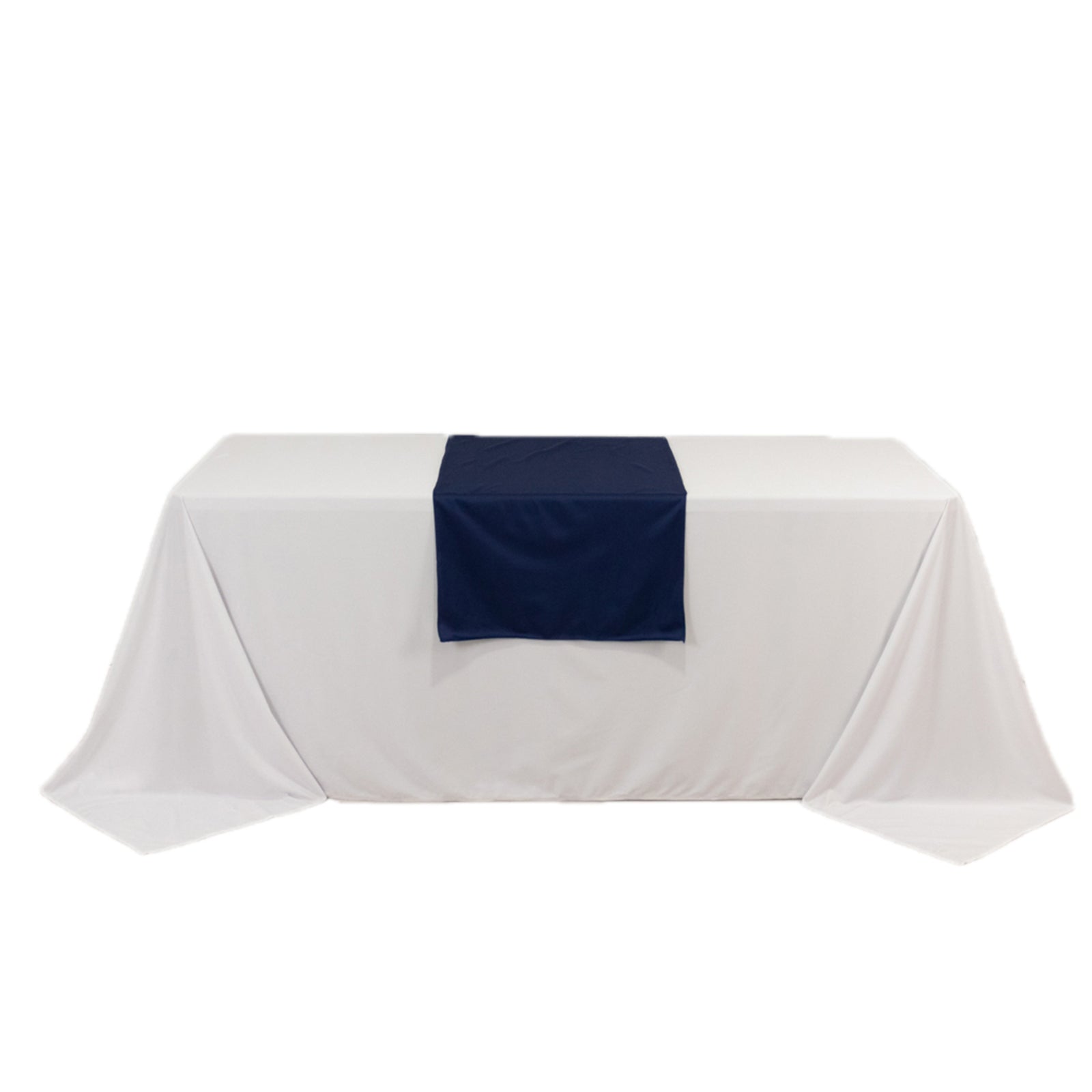 Wide Polyester 24x72 Table Runner Navy Blue - Durable Trade Show Table Linen