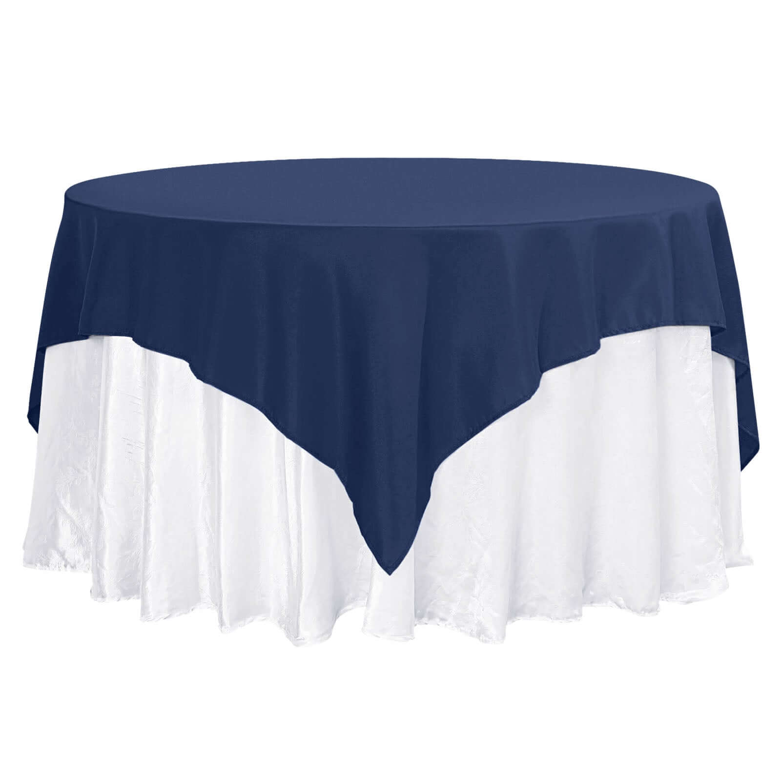 Premium Polyester 70x70 Table Overlay Square Tablecloth Navy Blue 220GSM Wrinkle-Resistant Table Cover