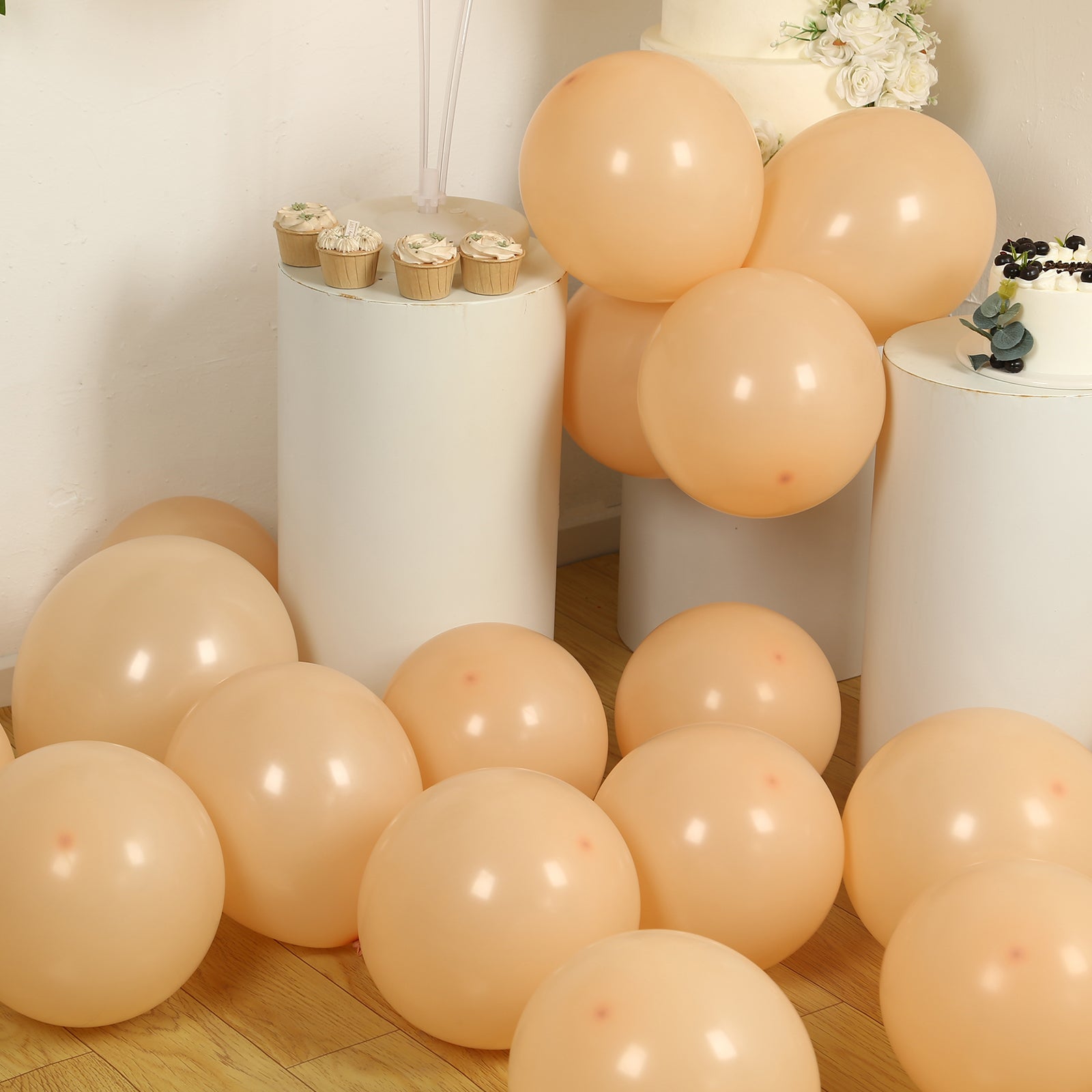 50 Pack Matte Pastel Peach Biodegradable Balloons 12, Round Eco-friendly Thick Latex Party Balloons