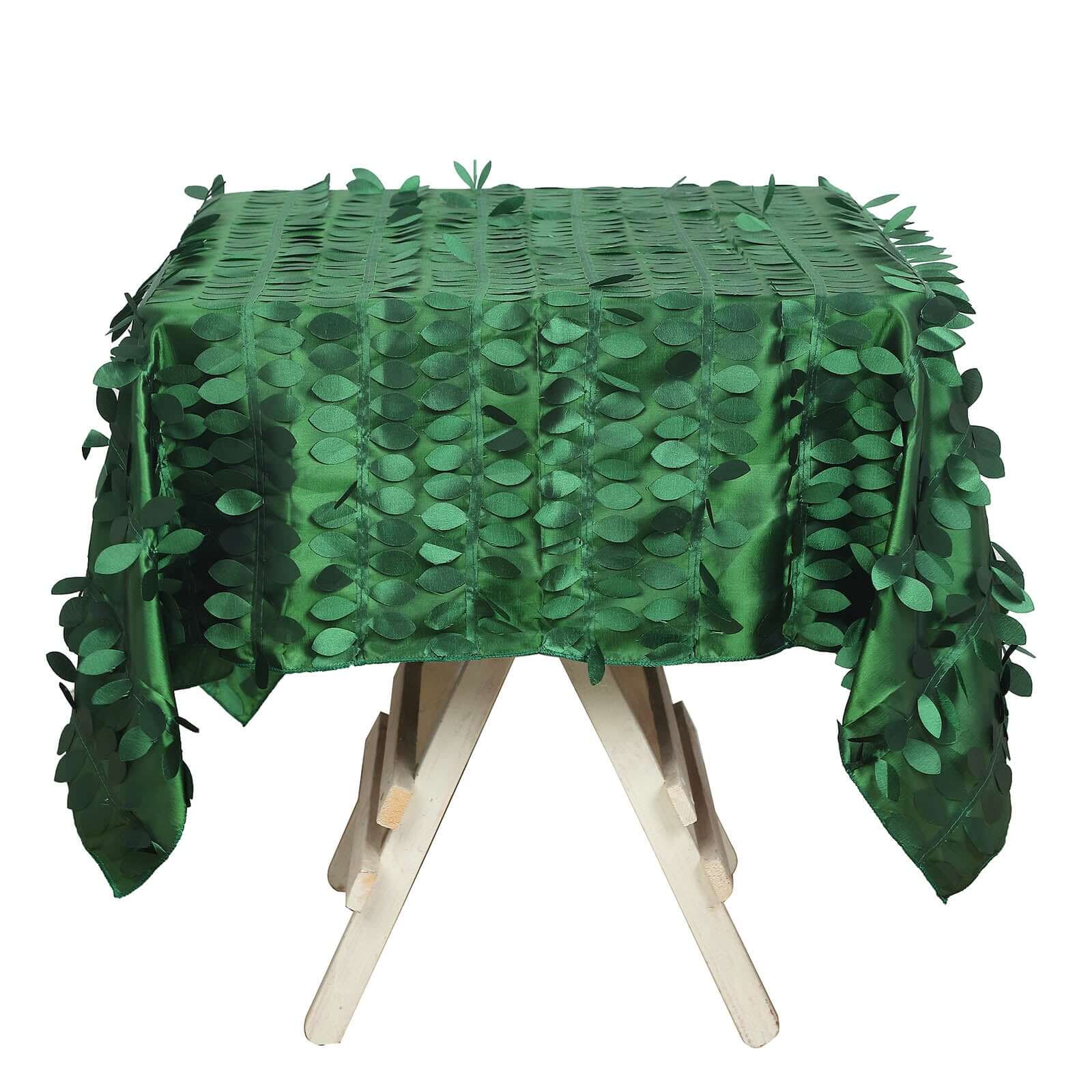 Taffeta 54x54 Square Tablecloth Green 3D Leaf Petal Table Cover