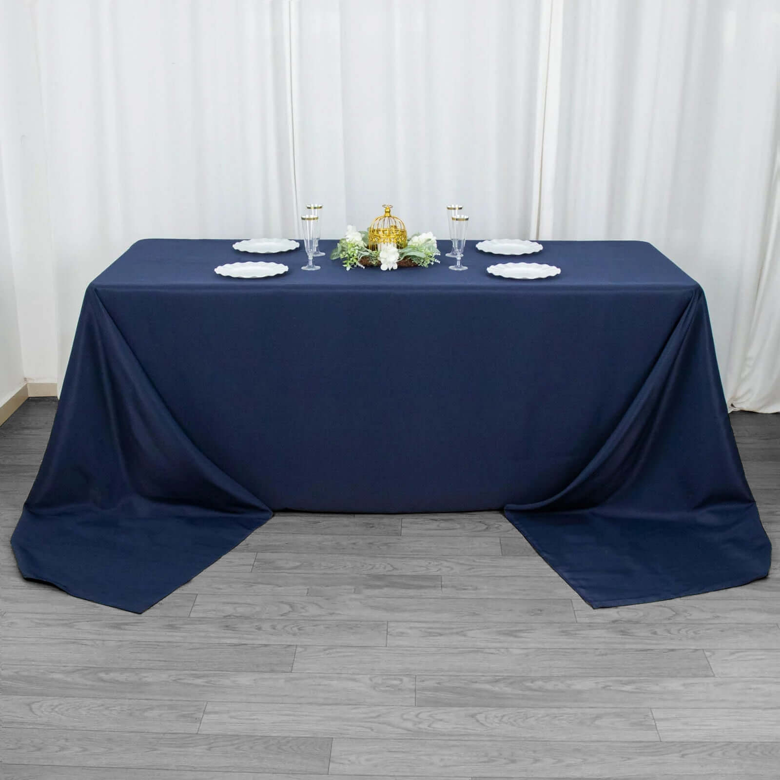 Premium Polyester 90x156 Rectangle Tablecloth Navy Blue - Seamless 220GSM Stain-Resistant Table Cover