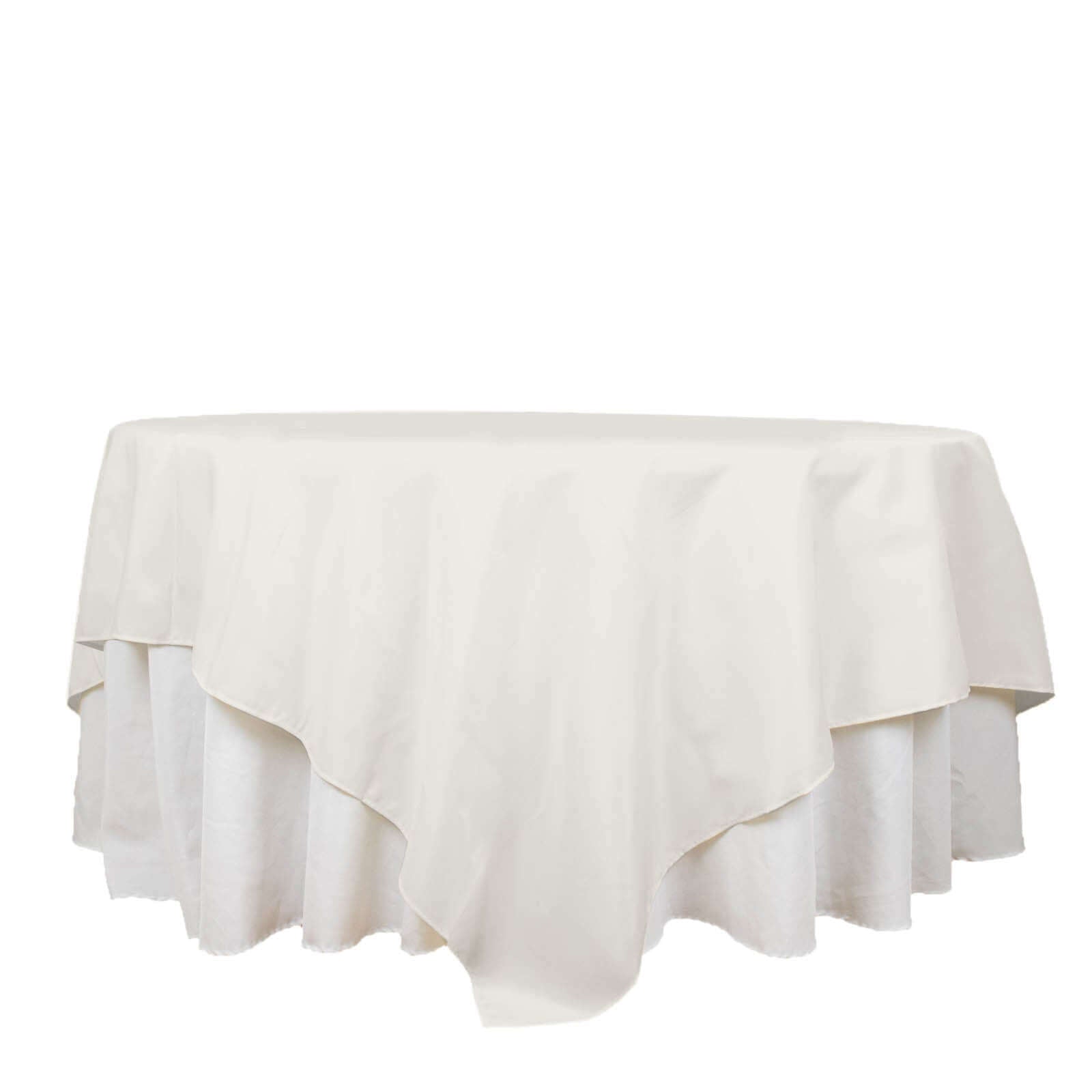 Premium Polyester 90x90 Table Overlay Square Tablecloth Ivory 220GSM Wrinkle-Resistant Table Cover