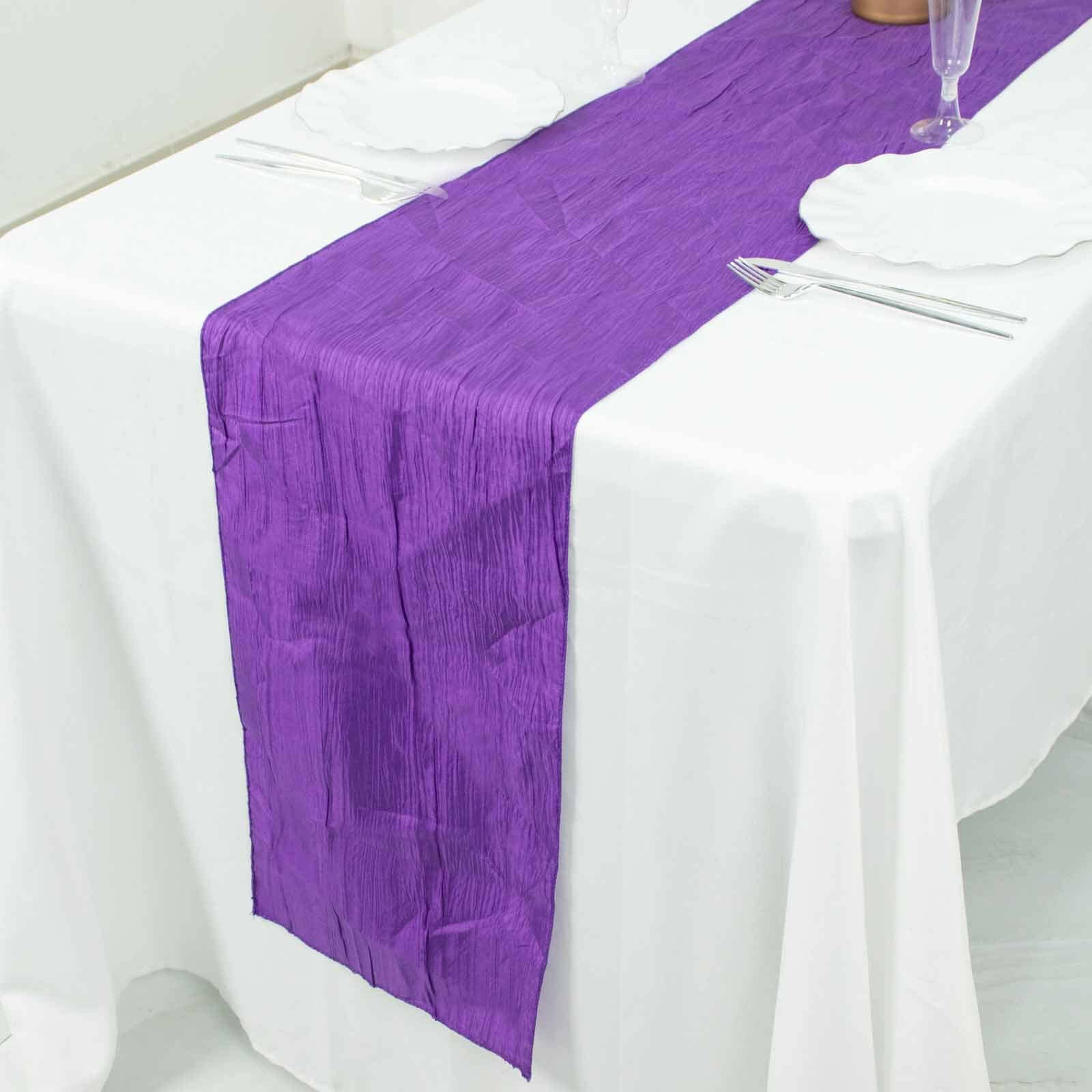 Taffeta 12x108 Table Runner Purple - Accordion Crinkle Design