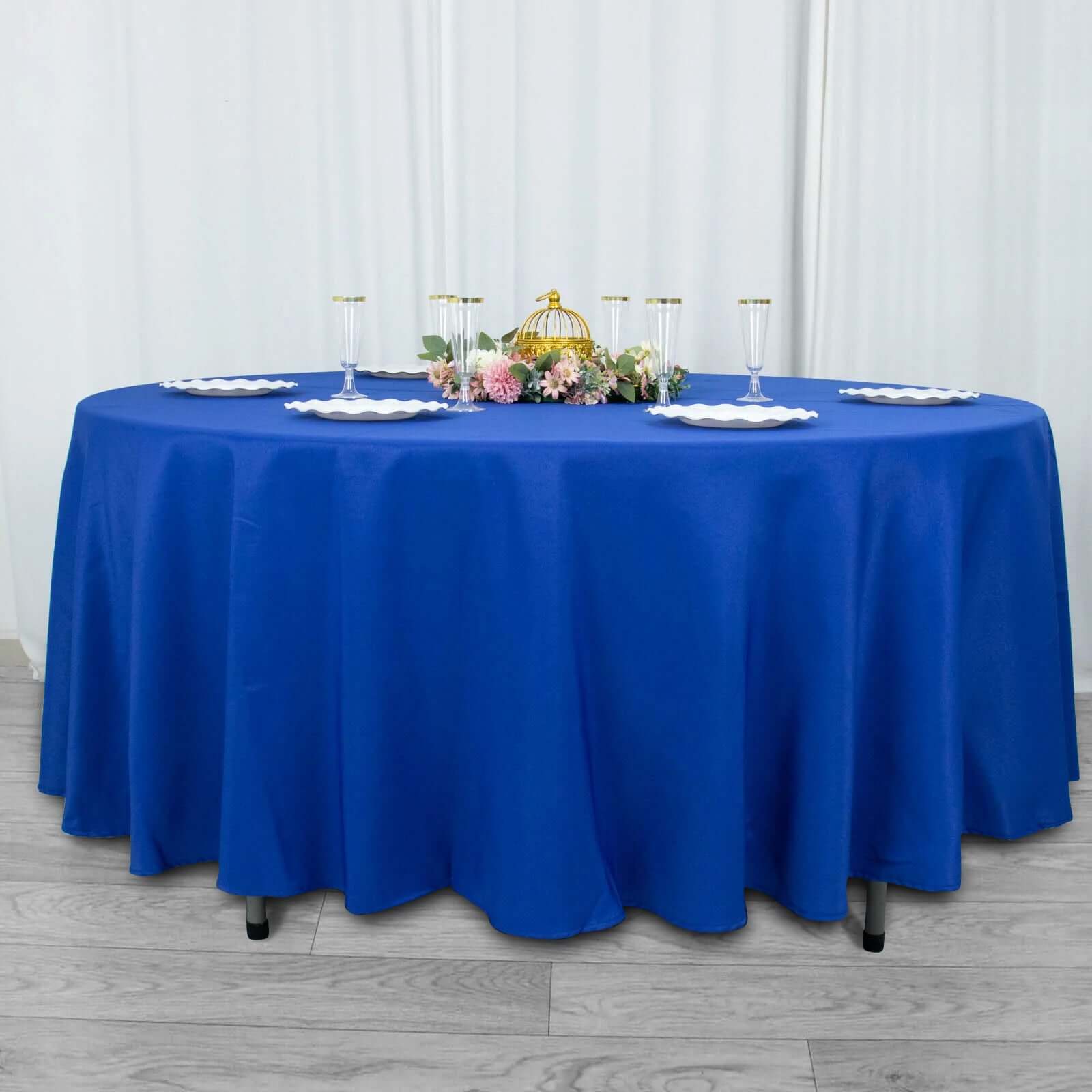 Premium Polyester 108 Round Tablecloth Royal Blue - Wrinkle-Resistant 220GSM Table Cover