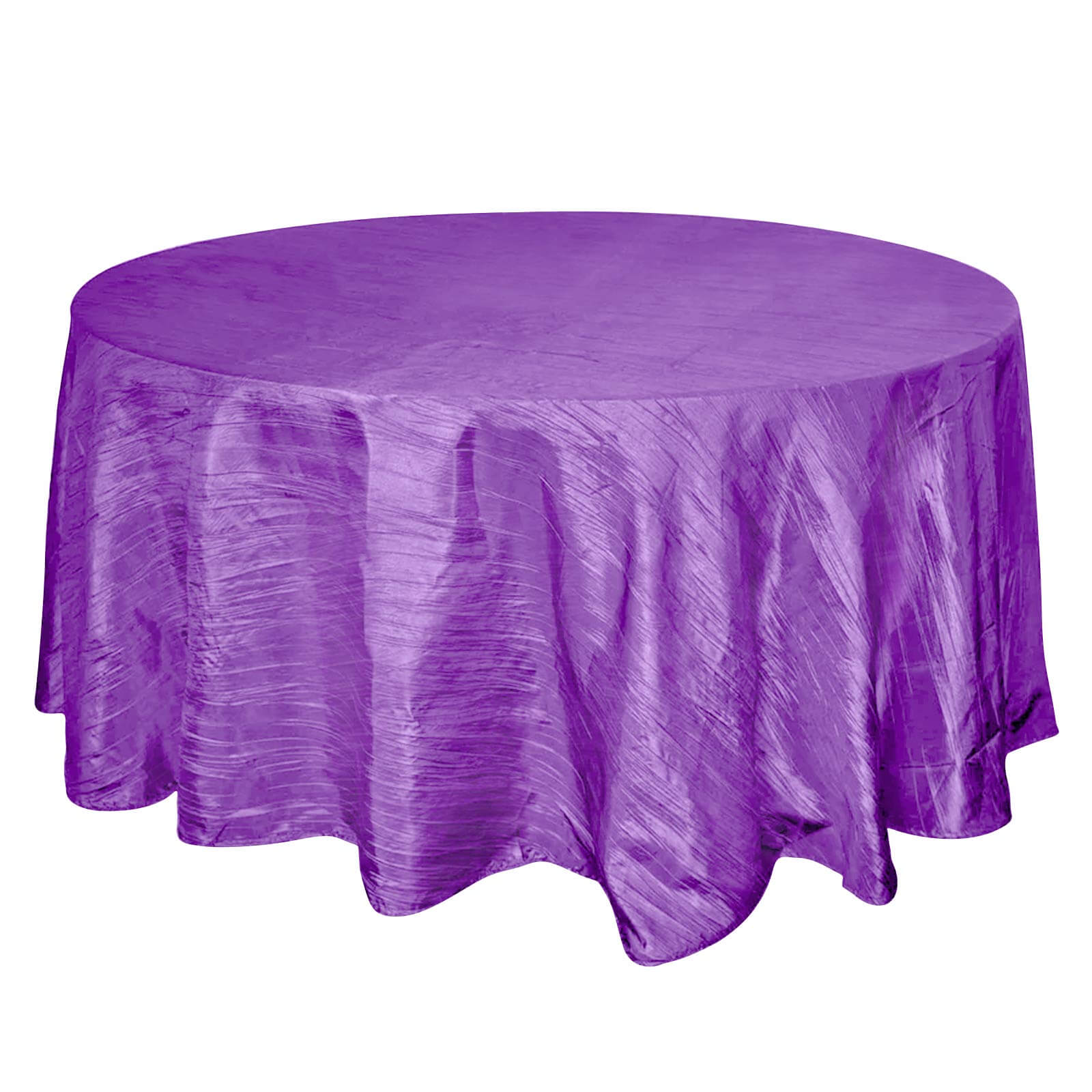 Taffeta 120 Round Tablecloth Purple - Seamless Accordion Crinkle Table Cover