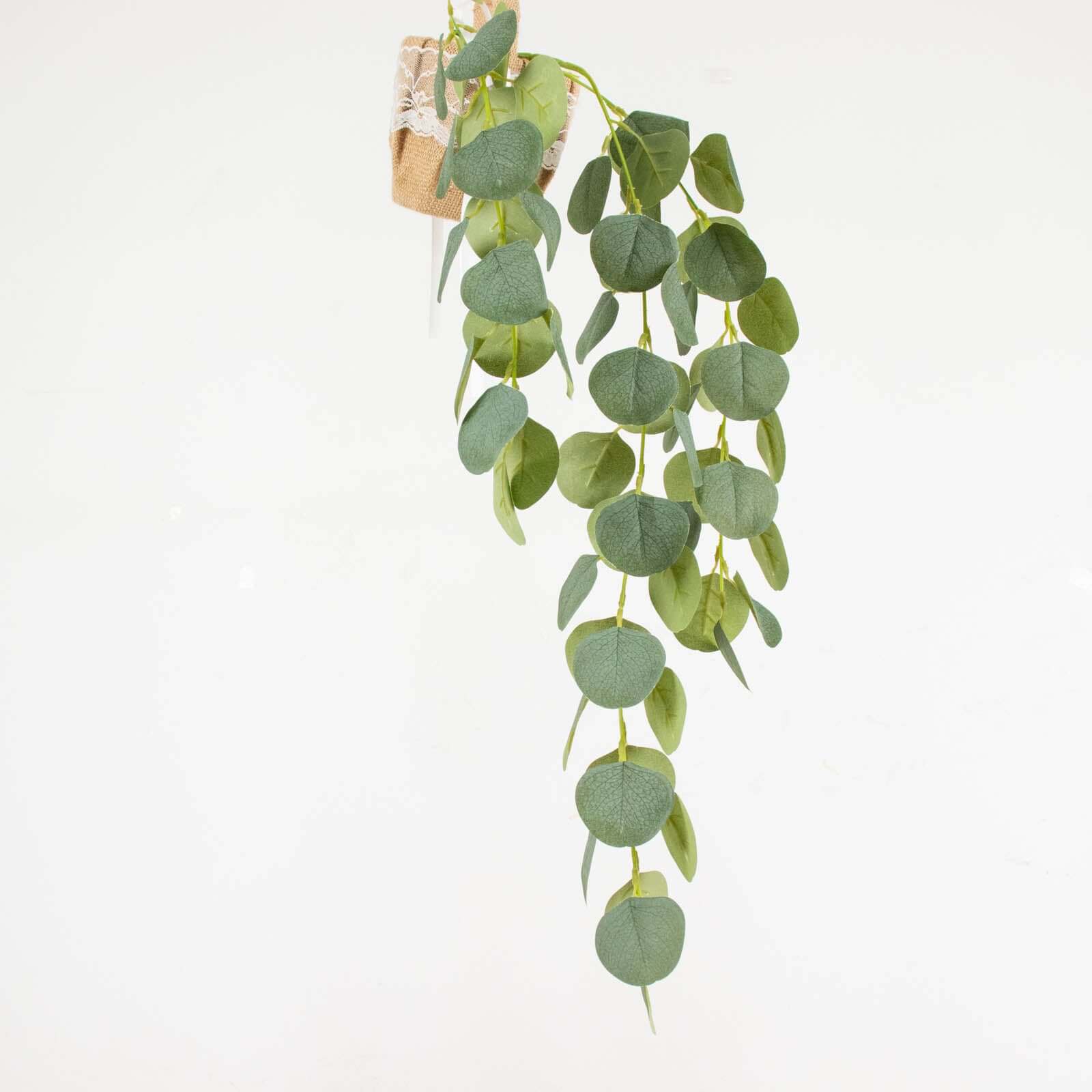 3 Pack 41 Green Real Touch Hanging Silk Silver Dollar Leaf Plant Stems, Artificial Indoor Eucalyptus Sprays