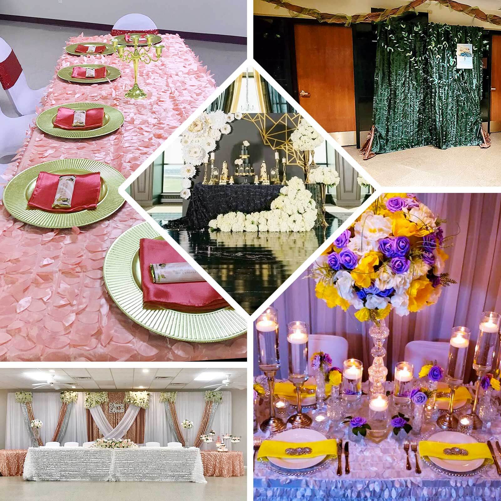Taffeta 90x156 Rectangle Tablecloth Dusty Rose | 3D Leaf Petal Design Seamless Table Cover