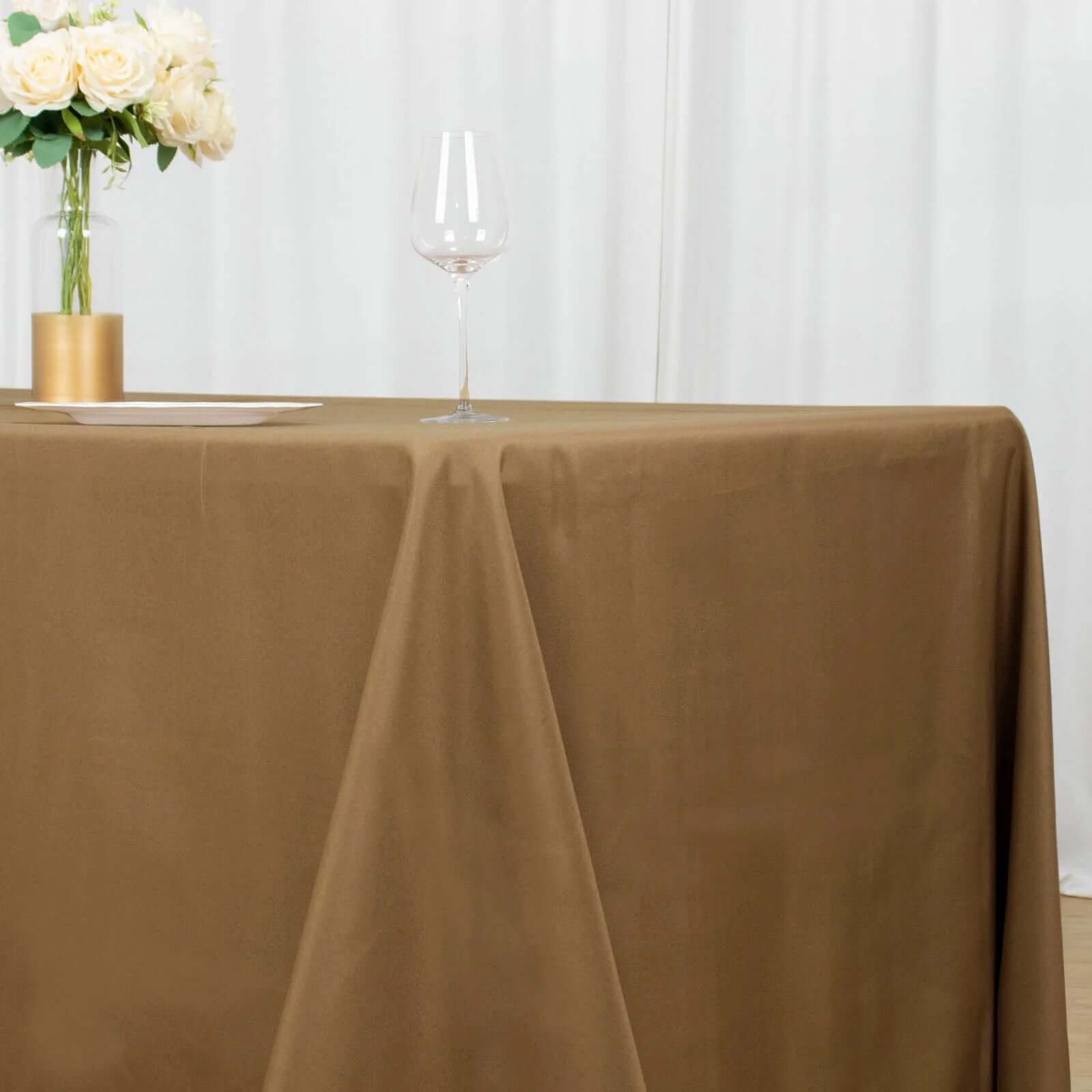 Polyester 90x156 Rectangle Tablecloth Taupe - Seamless Wrinkle-Resistant Table Cover