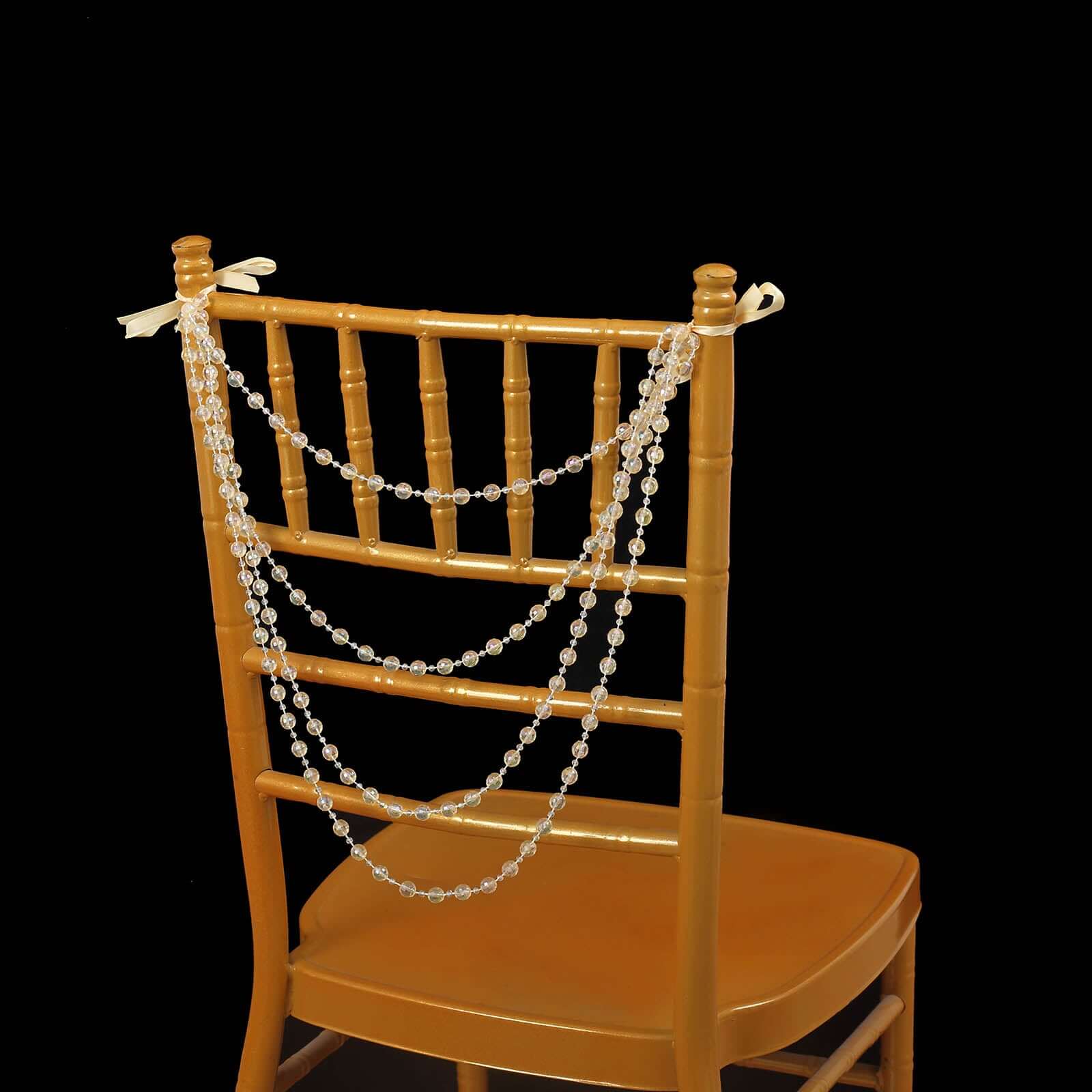 Faux Pearl Beaded 16 Chair Back Garland Sash Amber Gatsby-Inspired Style - Pre-Tied Chic Wedding Decor for Chiavari Chairs