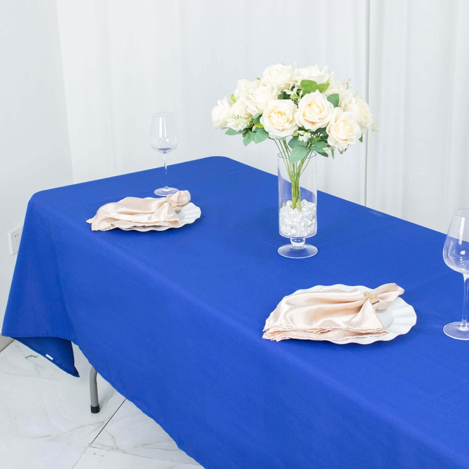 Premium Polyester 60x102 Rectangle Tablecloth Royal Blue - Durable 220GSM Wrinkle-Resistant Table Cover