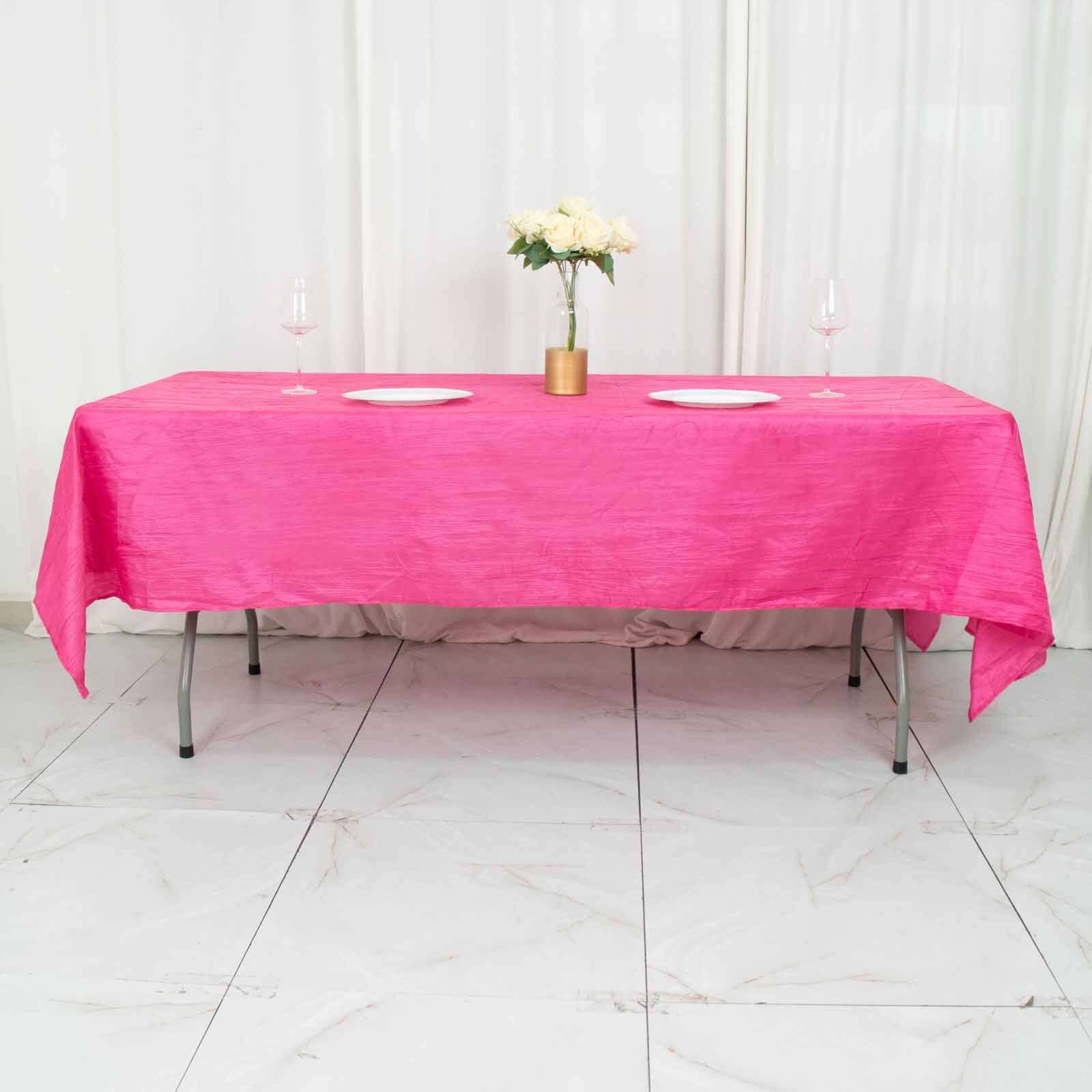 Taffeta 60x102 Rectangle Tablecloth Fuchsia - Accordion Crinkle Table Cover