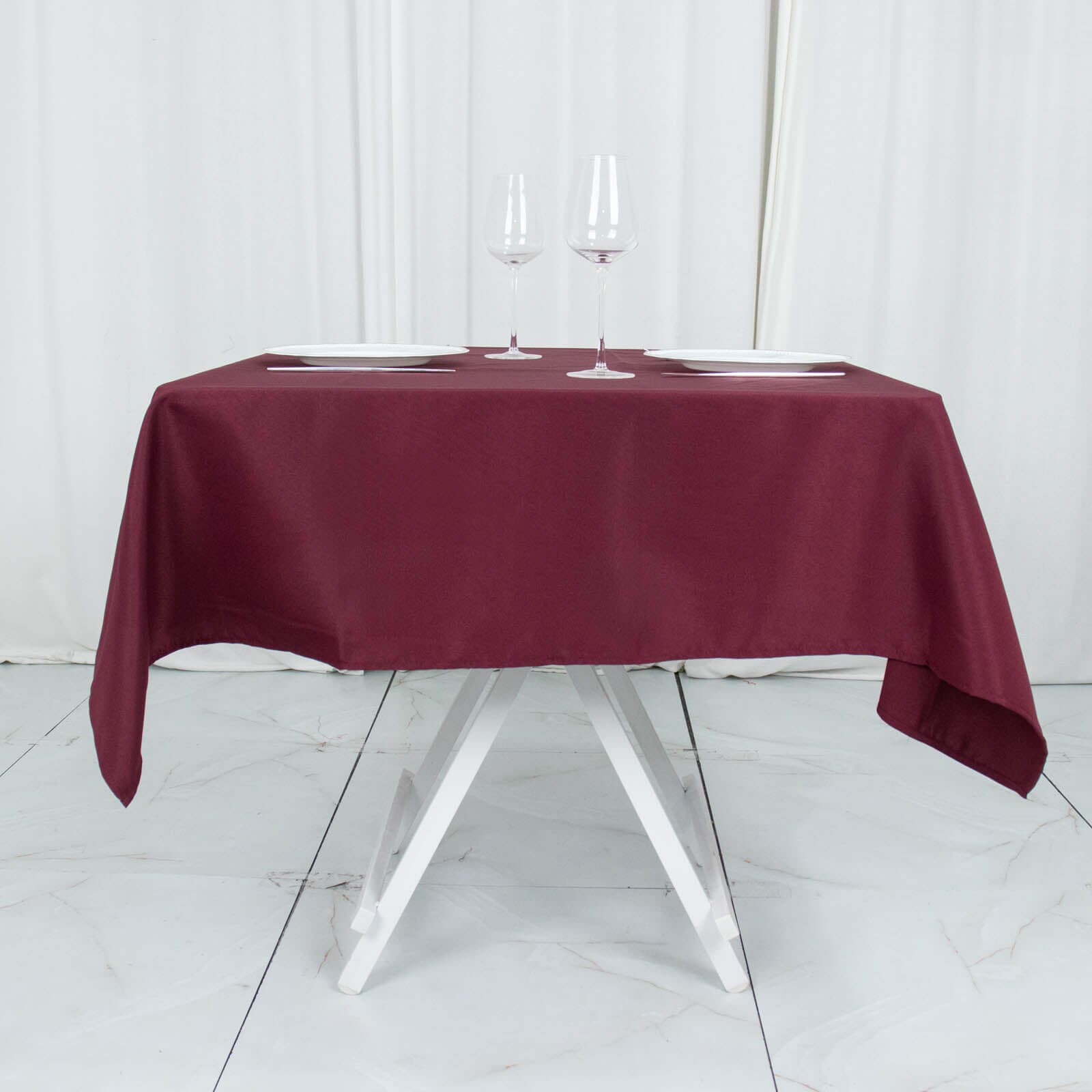 Premium Polyester 54x54 Square Tablecloth Burgundy - Stain and Wrinkle-Resistant 220GSM Table Cover