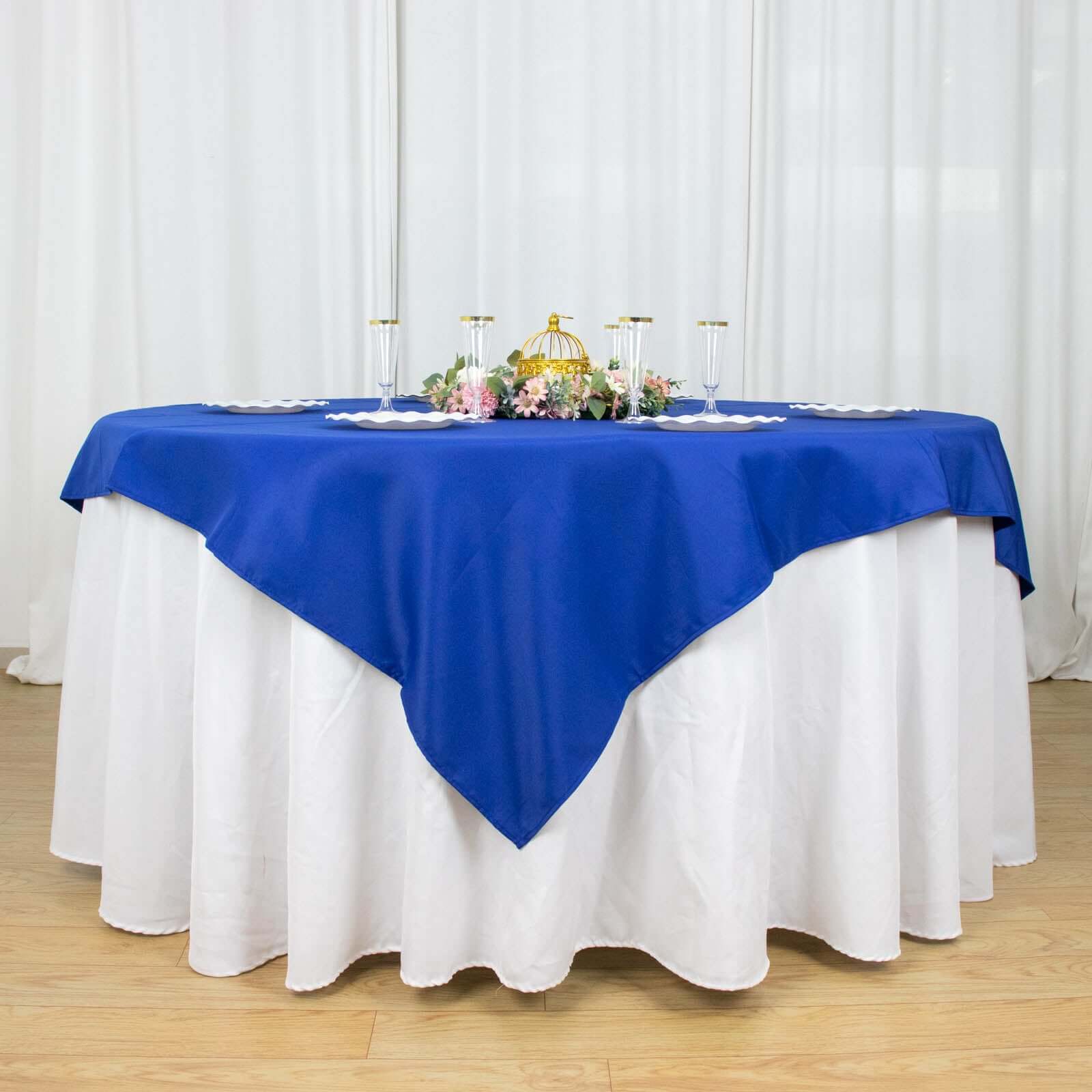 Premium Polyester 70x70 Table Overlay Square Tablecloth Royal Blue 220GSM Wrinkle-Resistant Table Cover