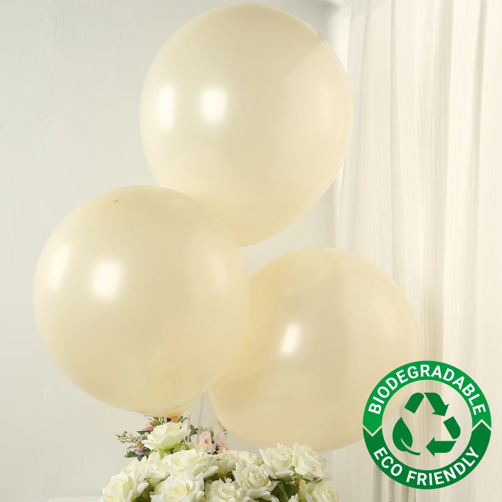 10 Pack Matte Pastel Cream Biodegradable Balloons 18, Round Eco-friendly Thick Latex Party Balloons