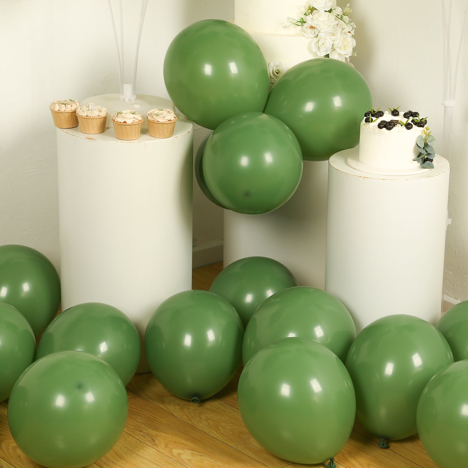 50 Pack Matte Pastel Dusty Sage Green Biodegradable Balloons 12, Round Eco-friendly Thick Latex Party Balloons