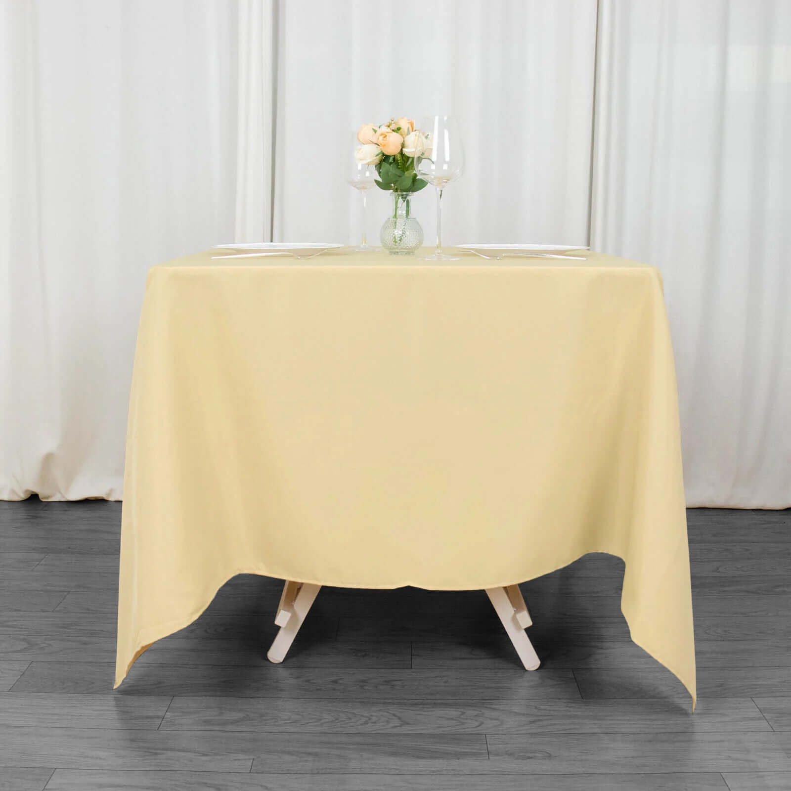 Premium Polyester Square Tablecloth 70x70 Champagne 220GSM Wrinkle-Resistant Table Cover