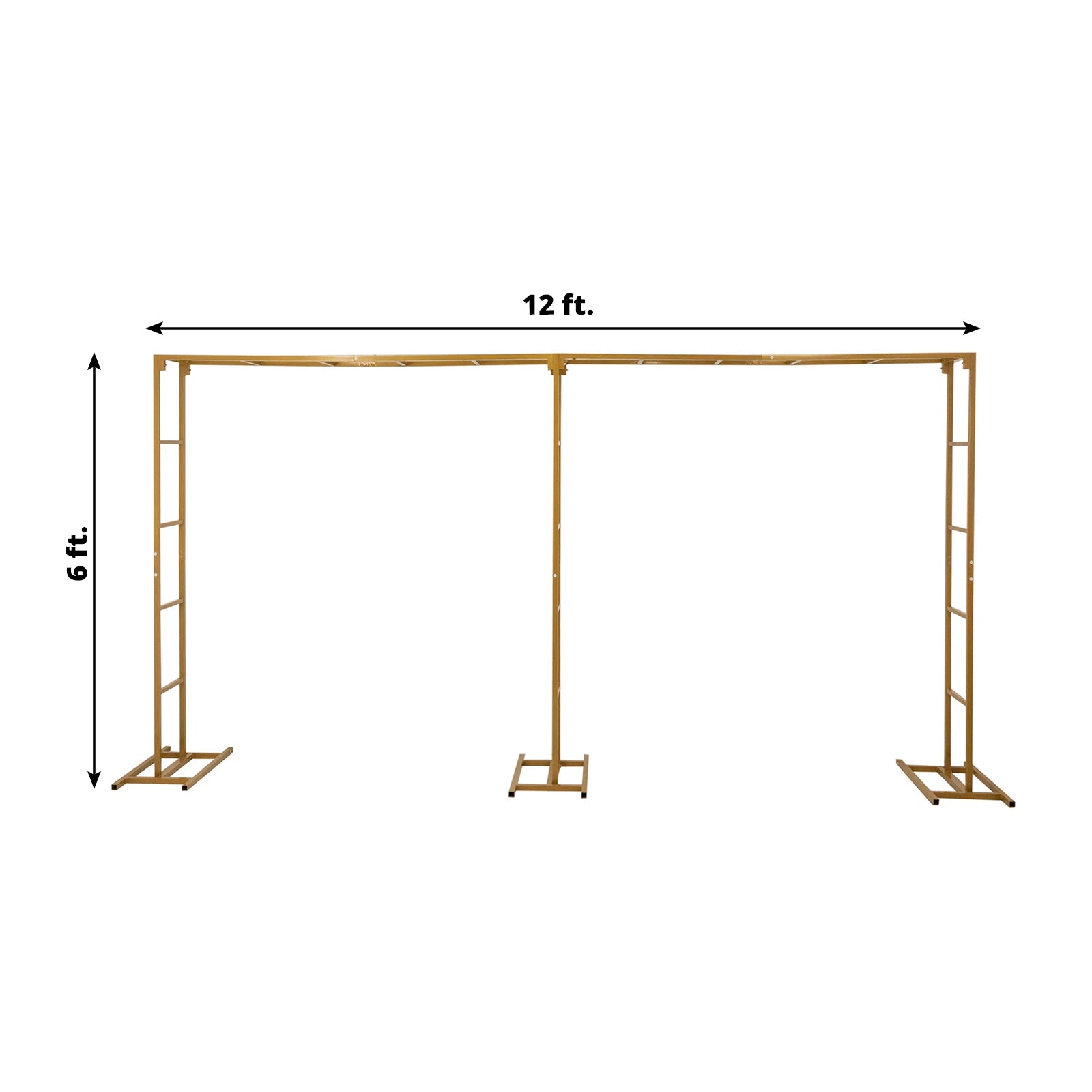 6ftx12ft Gold Rectangular Arbor - Freestanding 6' High Over the Table Stand, Backdrop Stand with Double Frame for Floral Balloon Décor