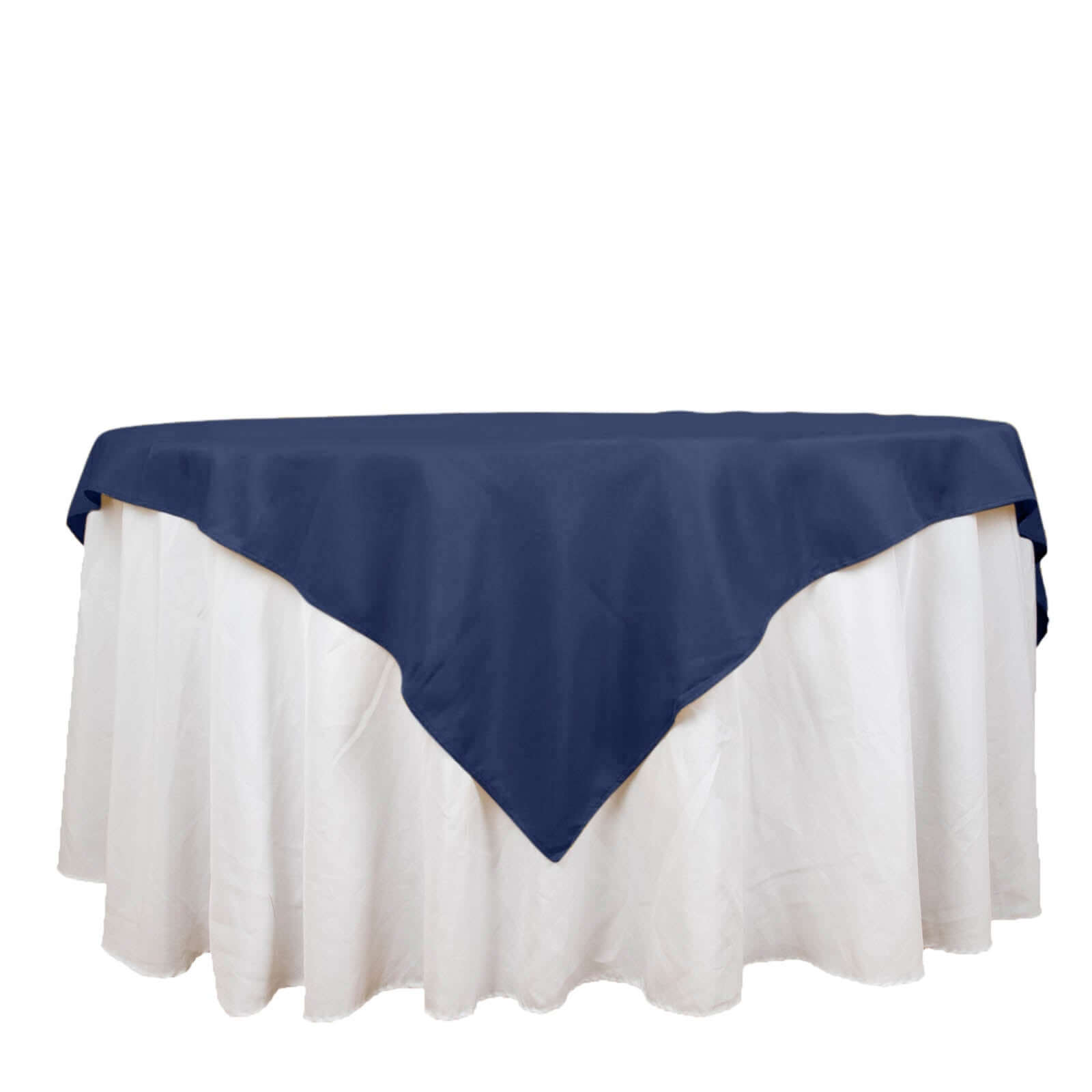 Premium Polyester 70x70 Table Overlay Square Tablecloth Navy Blue 220GSM Wrinkle-Resistant Table Cover