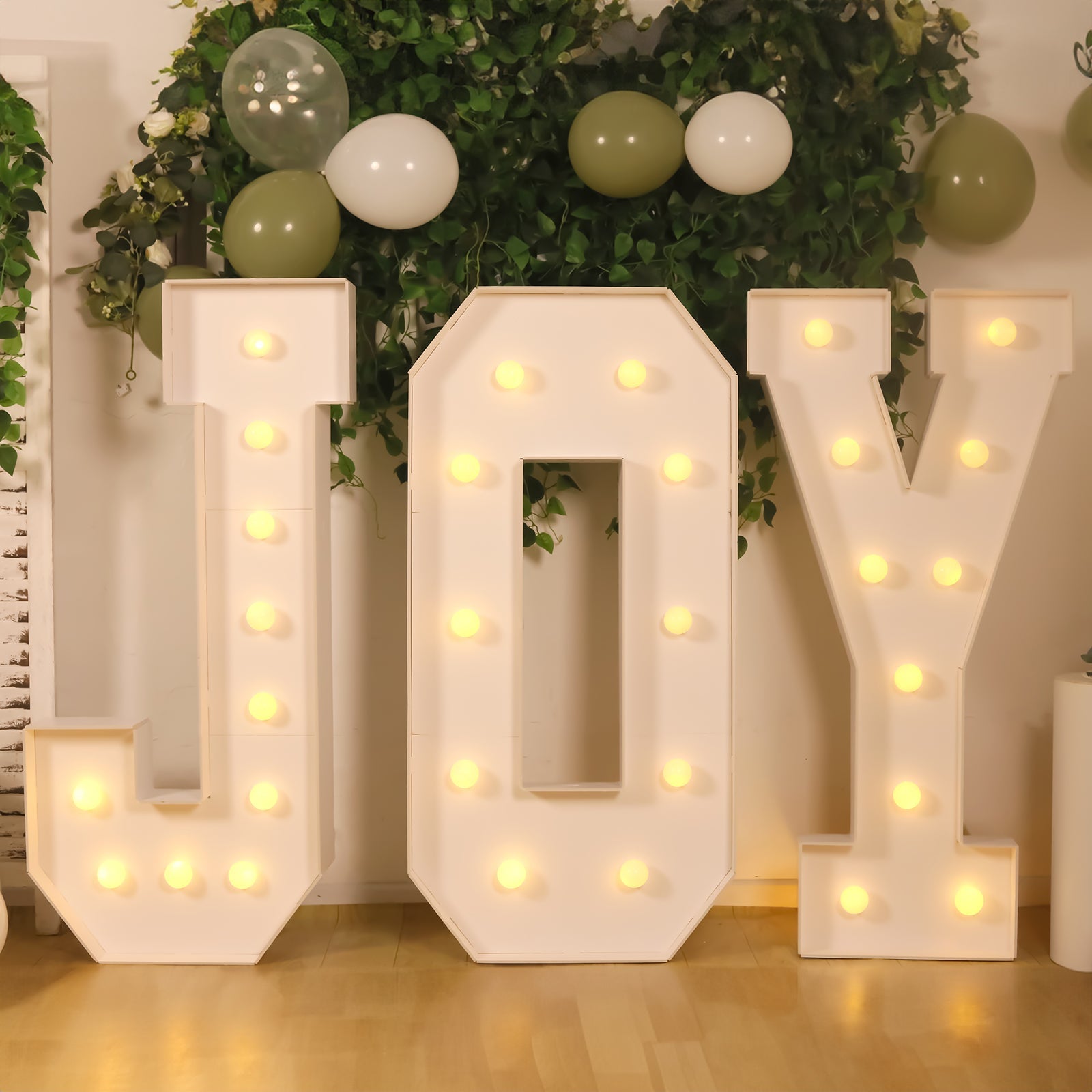 Giant LED Marquee Light Up Letter J, White 4ft Pre-Cut Foam Board with 10 Warm White Battery Operated LEDs, Glue Gun and Sticks