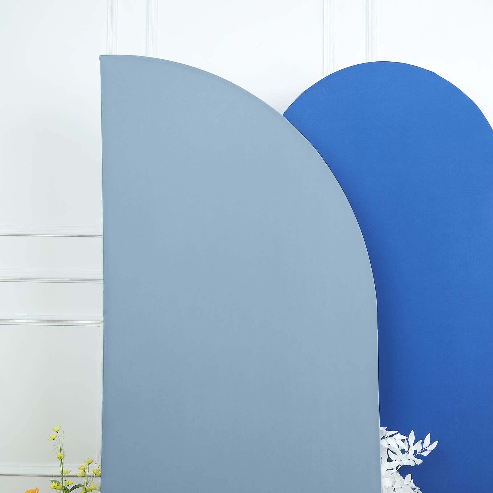 7ft Matte Dusty Blue Spandex Half Moon Chiara Backdrop Stand Cover, Custom Fitted Wedding Arch Cover