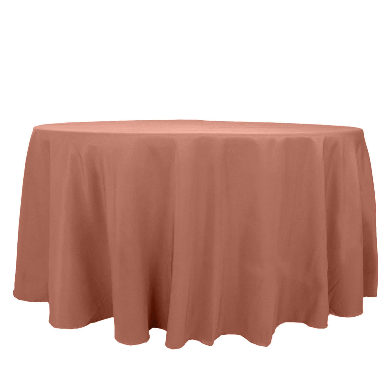 Premium Polyester 120 Round Tablecloth Terracotta (Rust) - Seamless 220GSM Wrinkle-Resistant Table Cover