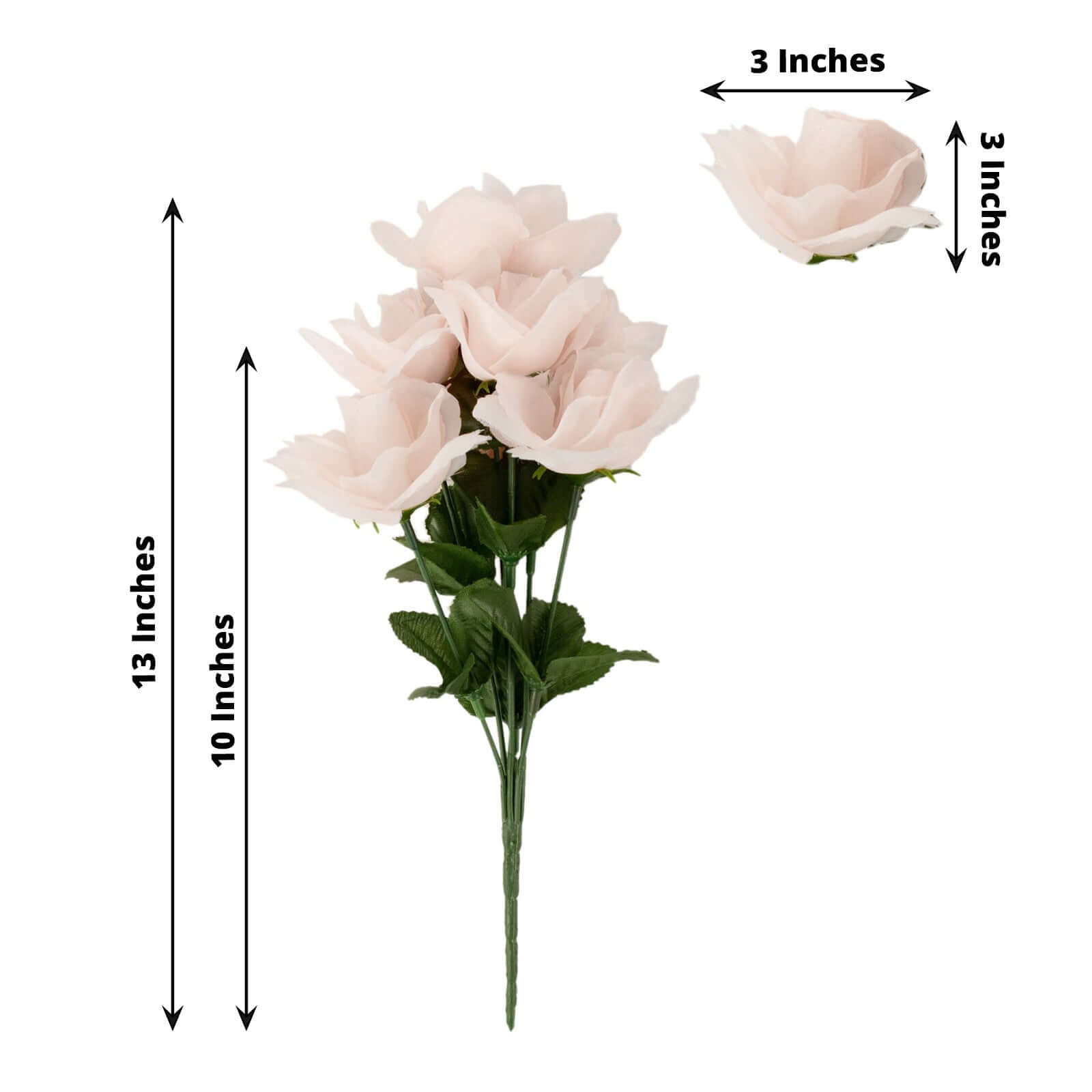 12 Bushes Blush Artificial Premium Silk Blossomed Rose Flowers 84 Roses