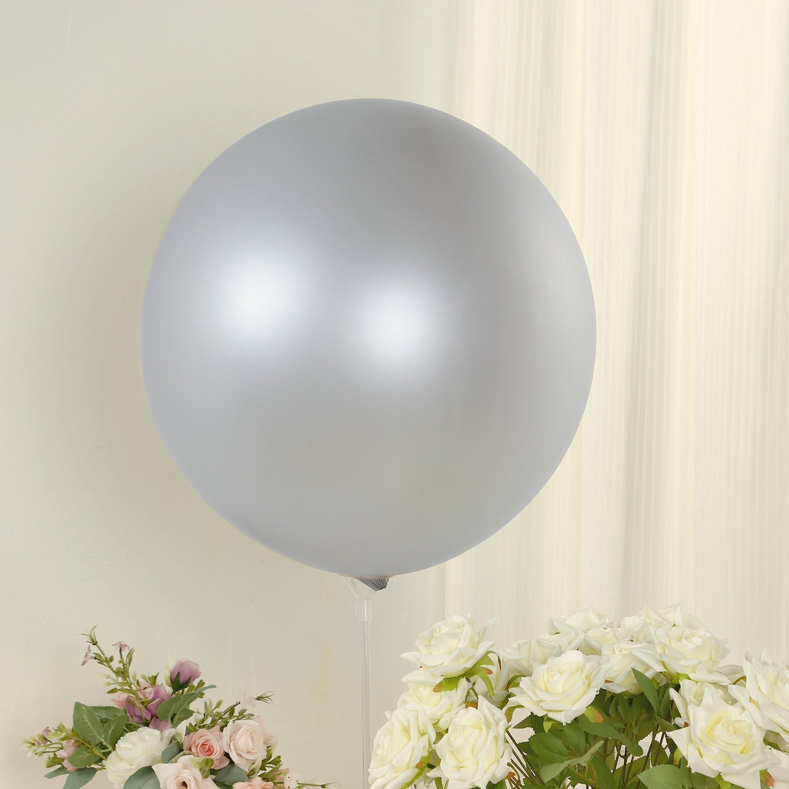 5 Pack Large Silver Biodegradable Balloons, 36 Thickened Extra Strong Eco-friendly Latex Helium Party Balloons