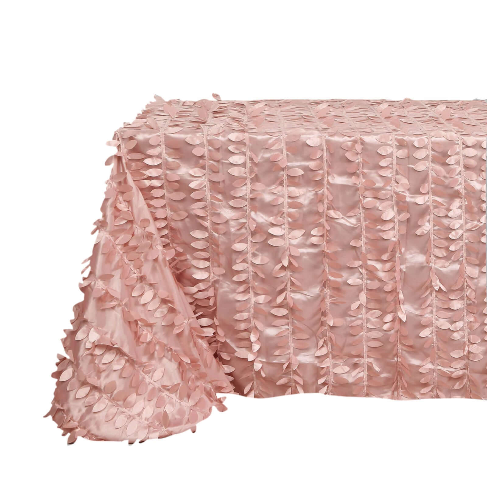 Taffeta 90x156 Rectangle Tablecloth Dusty Rose | 3D Leaf Petal Design Seamless Table Cover