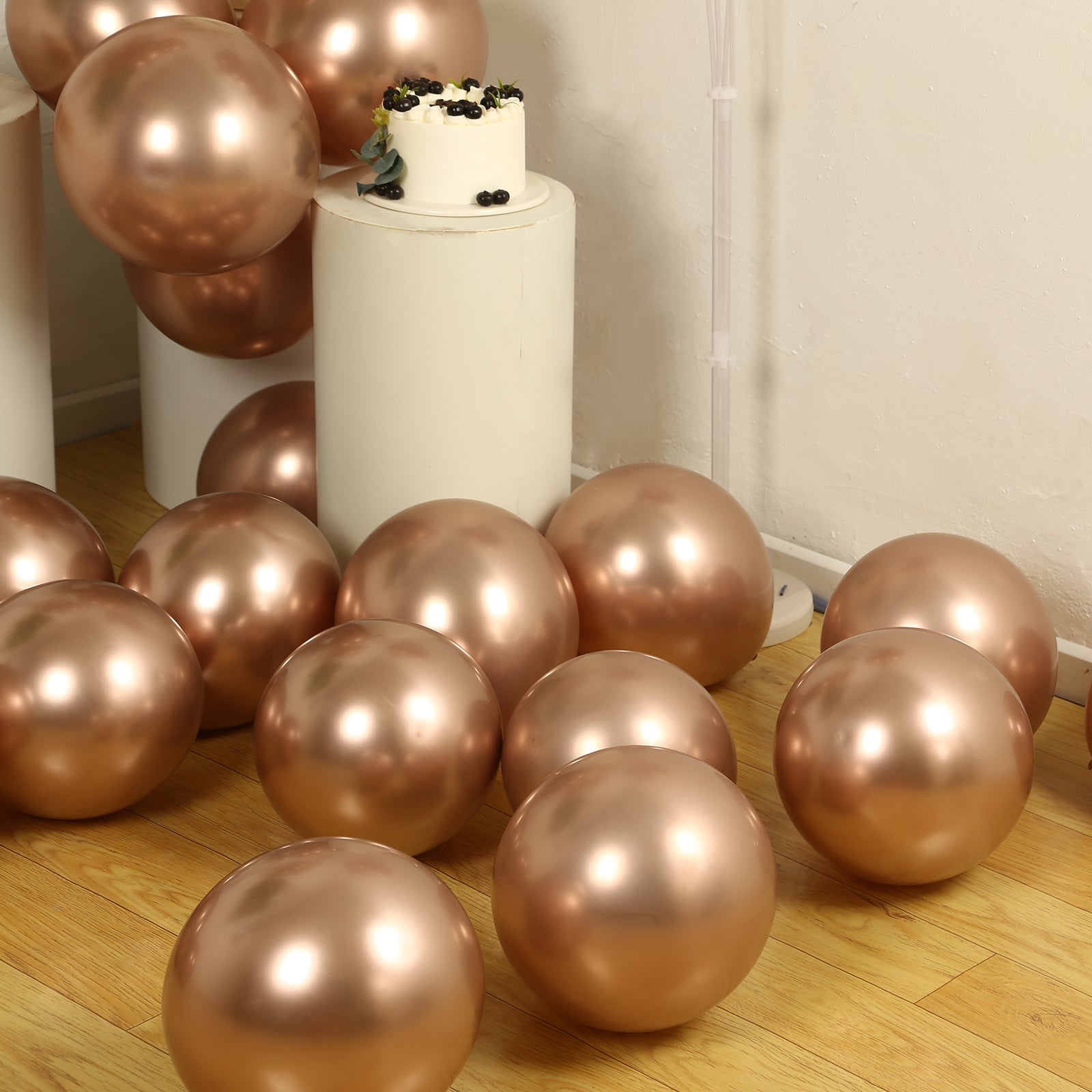 50 Pack Chrome Rose Gold Biodegradable Latex Balloons 12, Thick Eco Friendly Metallic Party Balloons