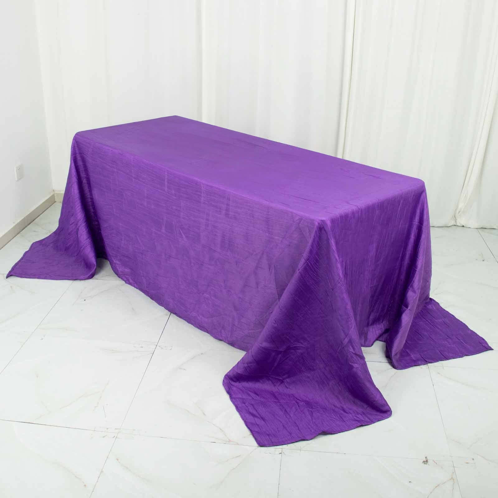 Taffeta 90x132 Rectangle Tablecloth Purple - Seamless Accordion Crinkle Table Cover