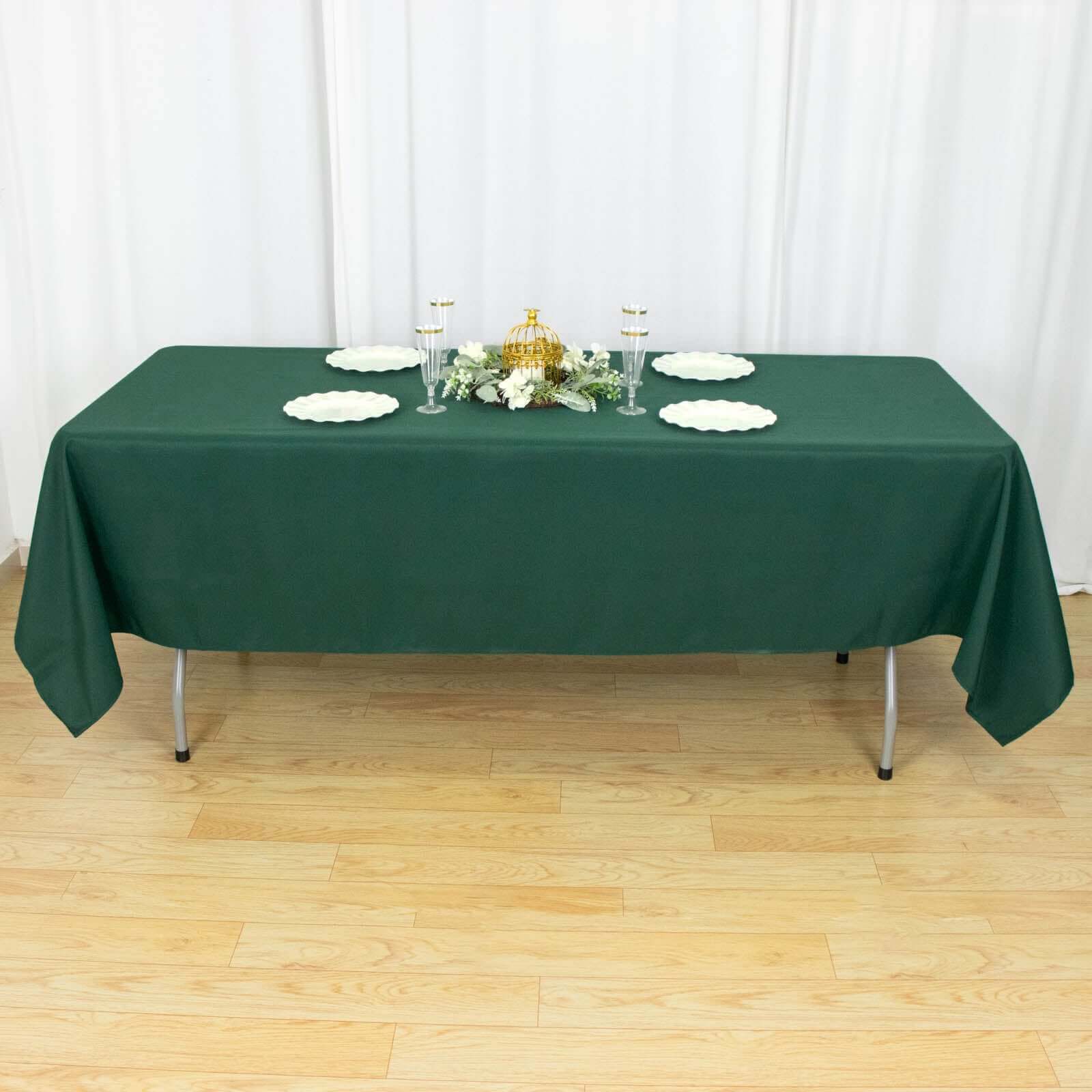 Premium Polyester 60x102 Rectangle Tablecloth Hunter Emerald Green - Durable 220GSM Wrinkle-Resistant Table Cover