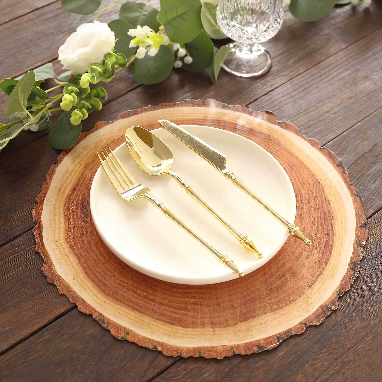 6-Pack Disposable Table Placemats in Natural Wood Slice Print - 700GSM Cardboard Placemats for Boho Farmhouse Decor 13