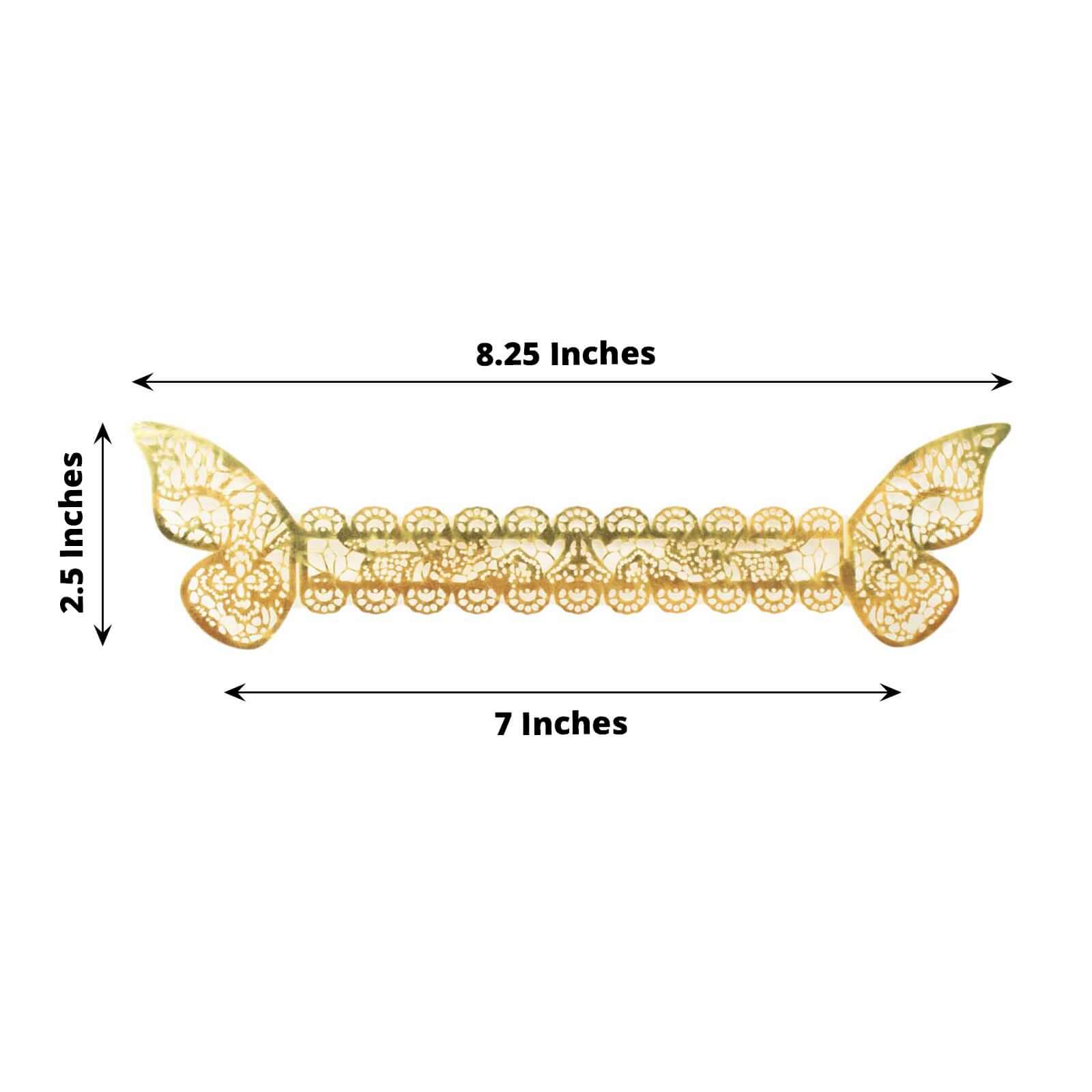 12-Pack Paper Napkin Rings Laser Cut Butterfly Metallic Gold - Decorative Serviette Holders for Events